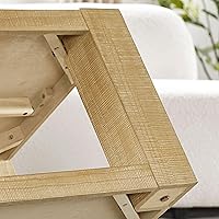 Vista 30 de Mesa auxiliar moderna de madera rústica de 2 niveles, mesas de noche compactas para sala de estar, mesita de noche rectangular minimalista