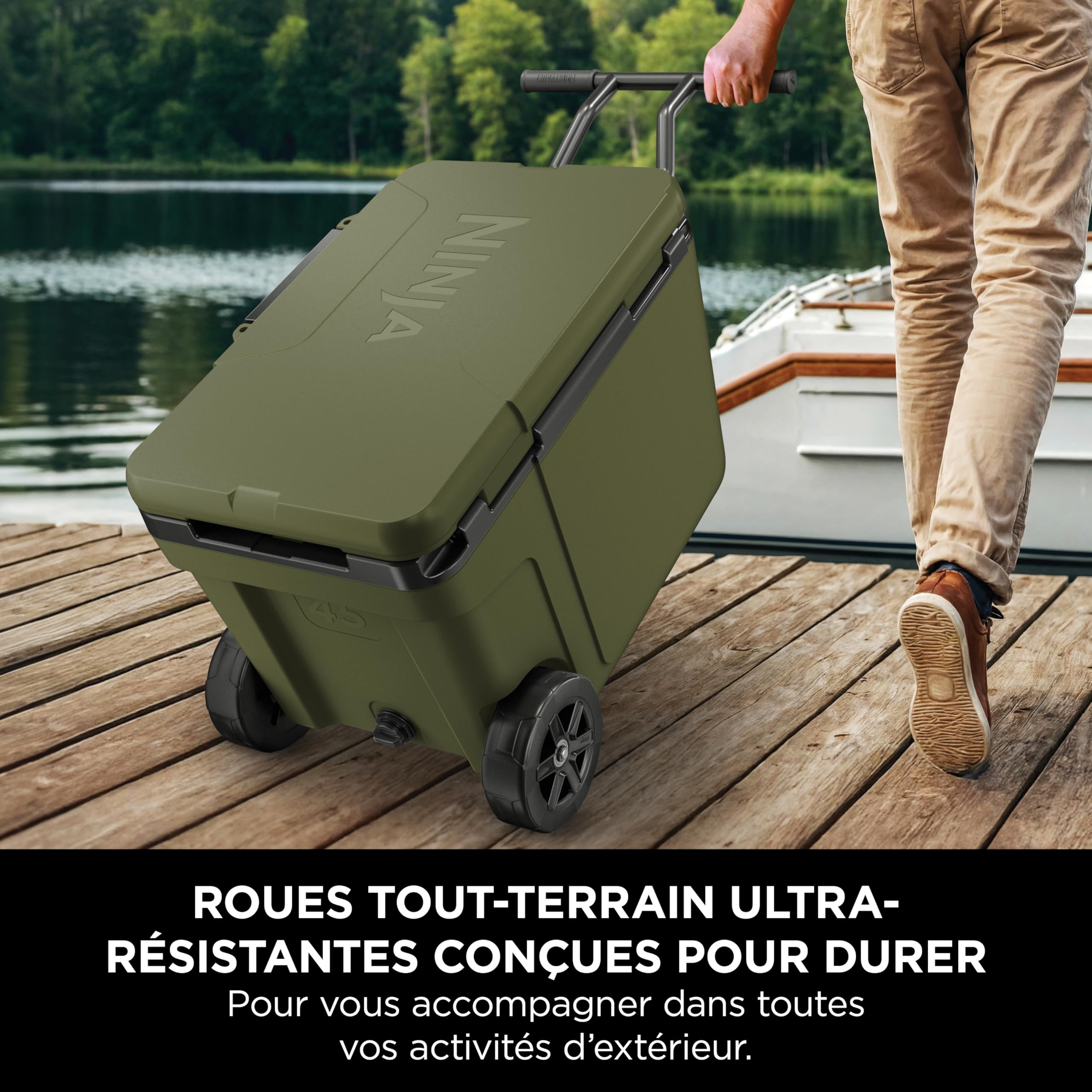 Ninja FrostVault Glacière Robuste et Isotherme, avec Roues FB245AMZEUUKGN | tiroir destockage à sec Dry Zone, conserve la glace plusieurs jours