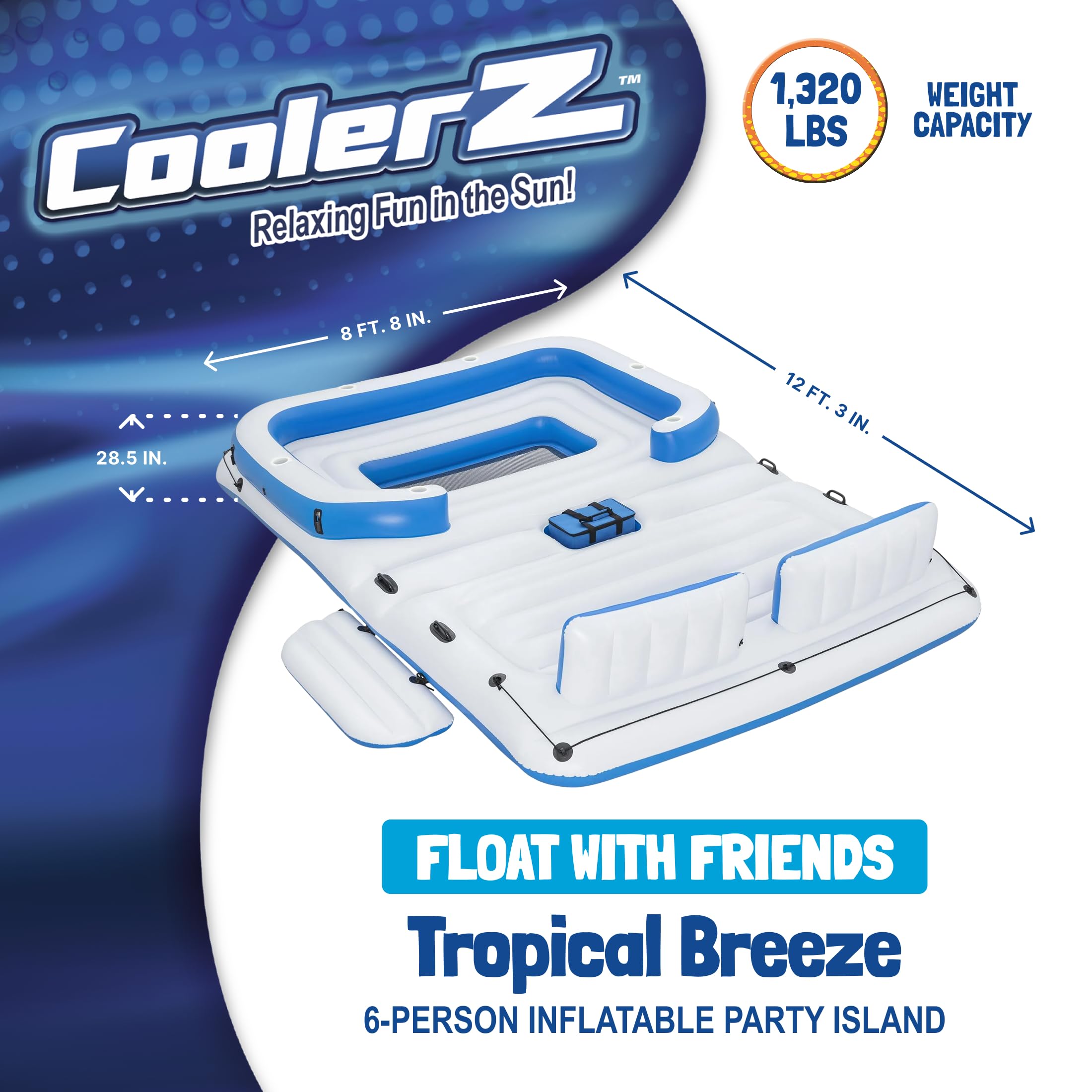Bestway CoolerZ Tropical Breeze Brise Adulte Unisexe, Bleu/Blanc, 29 x 104 x 147