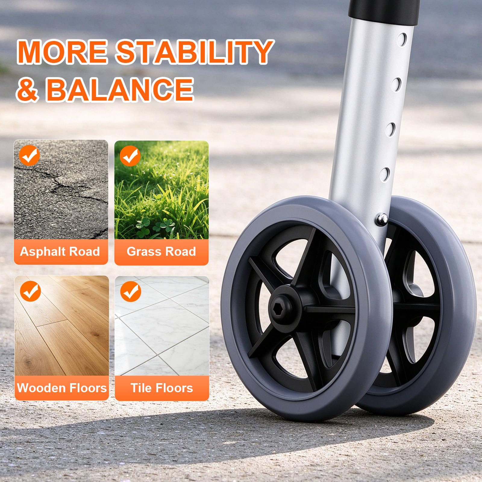 Standard Walkers for Seniors with Seat, with 2 Skis & 5”Wheels — Amazon image 6