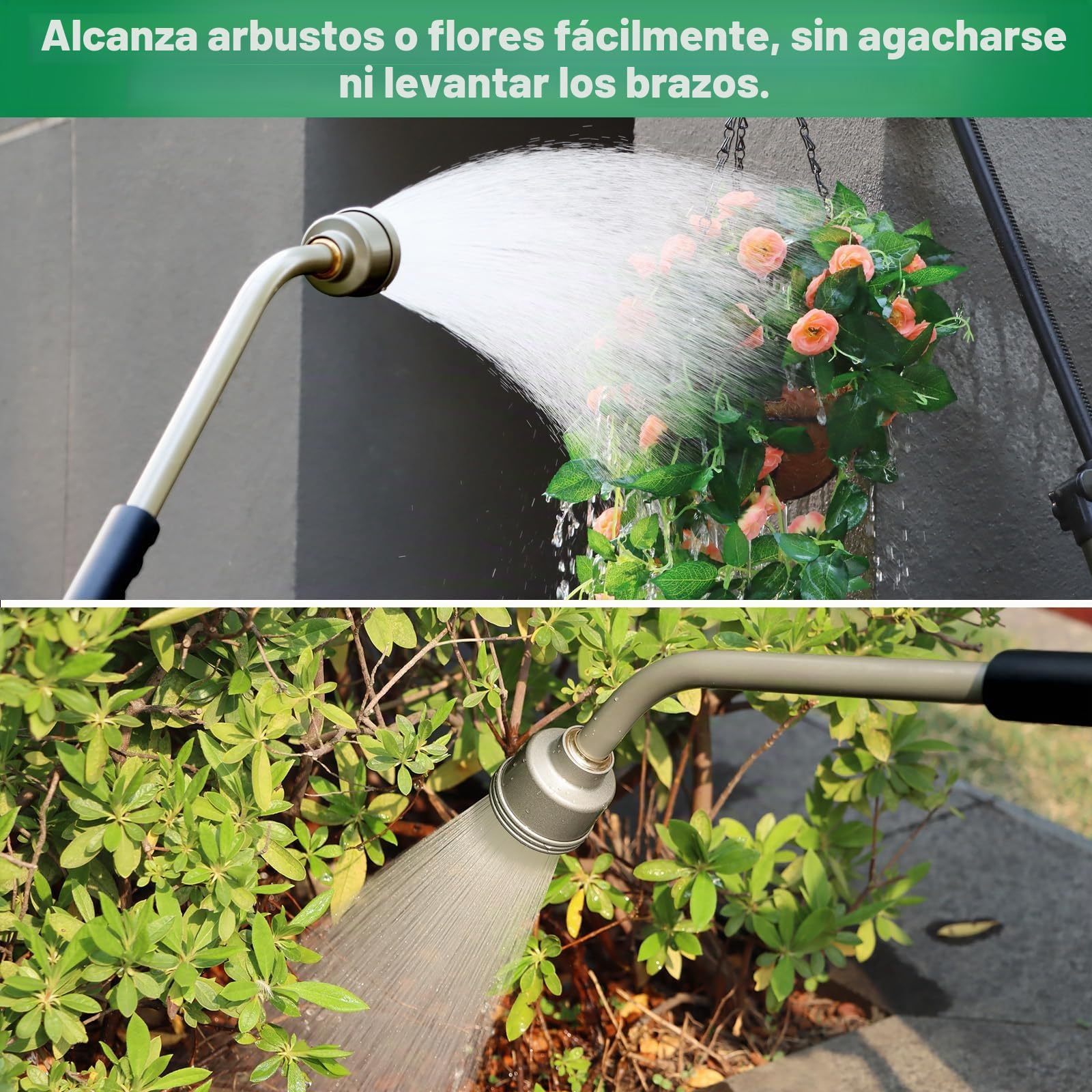 RESTMO Lanza de Riego de Jardín, varita de pulverización de ducha suave y completa de 61 cm con control de flujo del pulgar, pistola de pulverización de tubo de manguera resistente para macetas