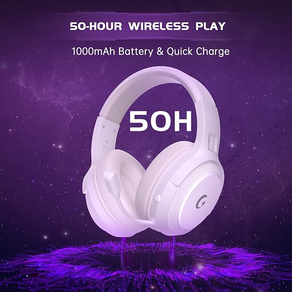 Wireless Gaming Headset for PS5, PS4, PC, Switch - Bluetooth 5.3 with Noise Canceling Microphone, 50-Hour Battery, Type-C Charging Gaming Headphones - White - 4