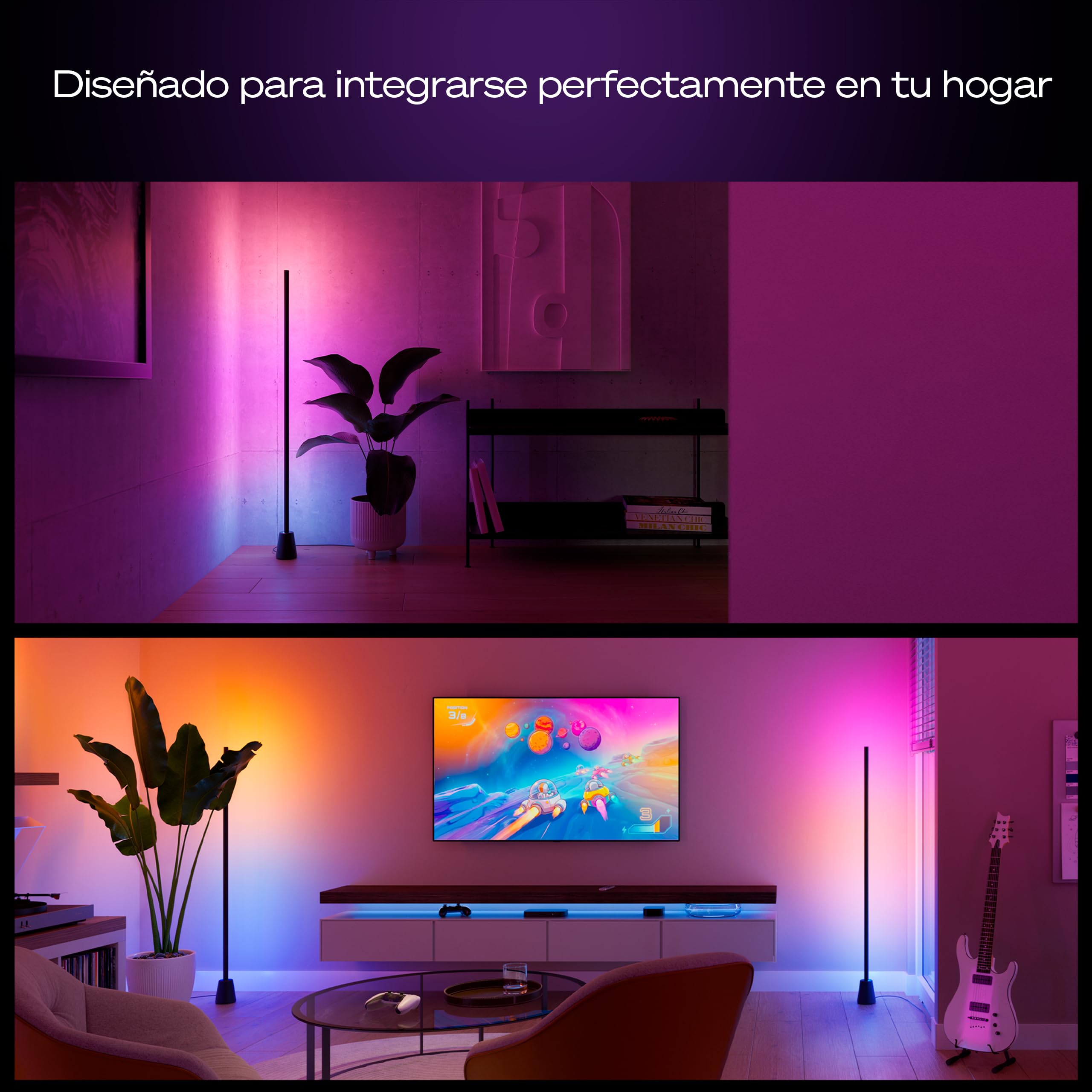 Philips Hue Play Lámpara de Pie, LED RGBWWIC, 122 cm, Tecnología Gradient, Luz Inteligente Regulable, Alexa, Google Home, Apple Home, TV Sync Requiere Hue Bridge y Sync Box (Se Venden Aparte)