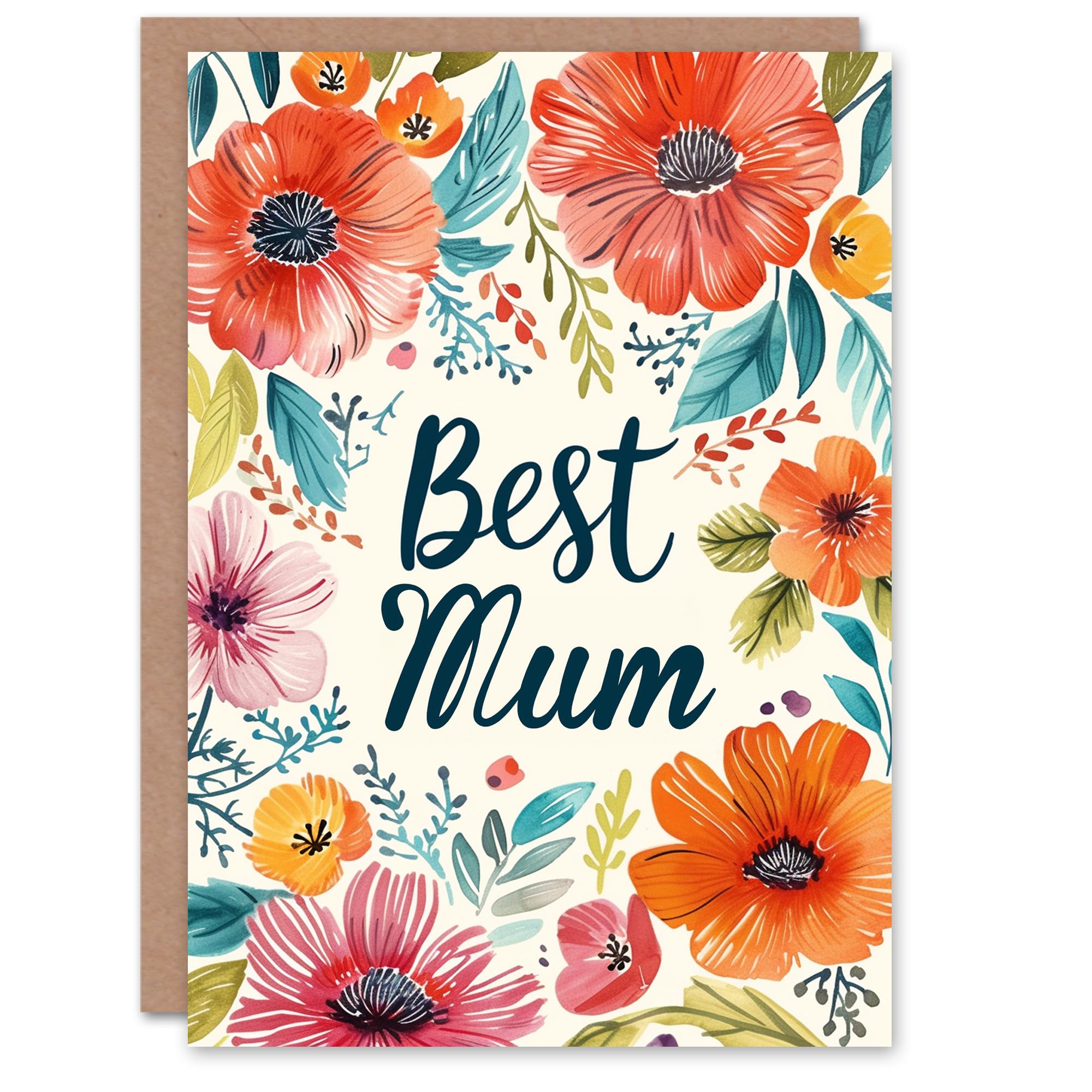 Artery8 Mother's Day Greeting Card Bright Spring Floral Design Best Mum For Mother