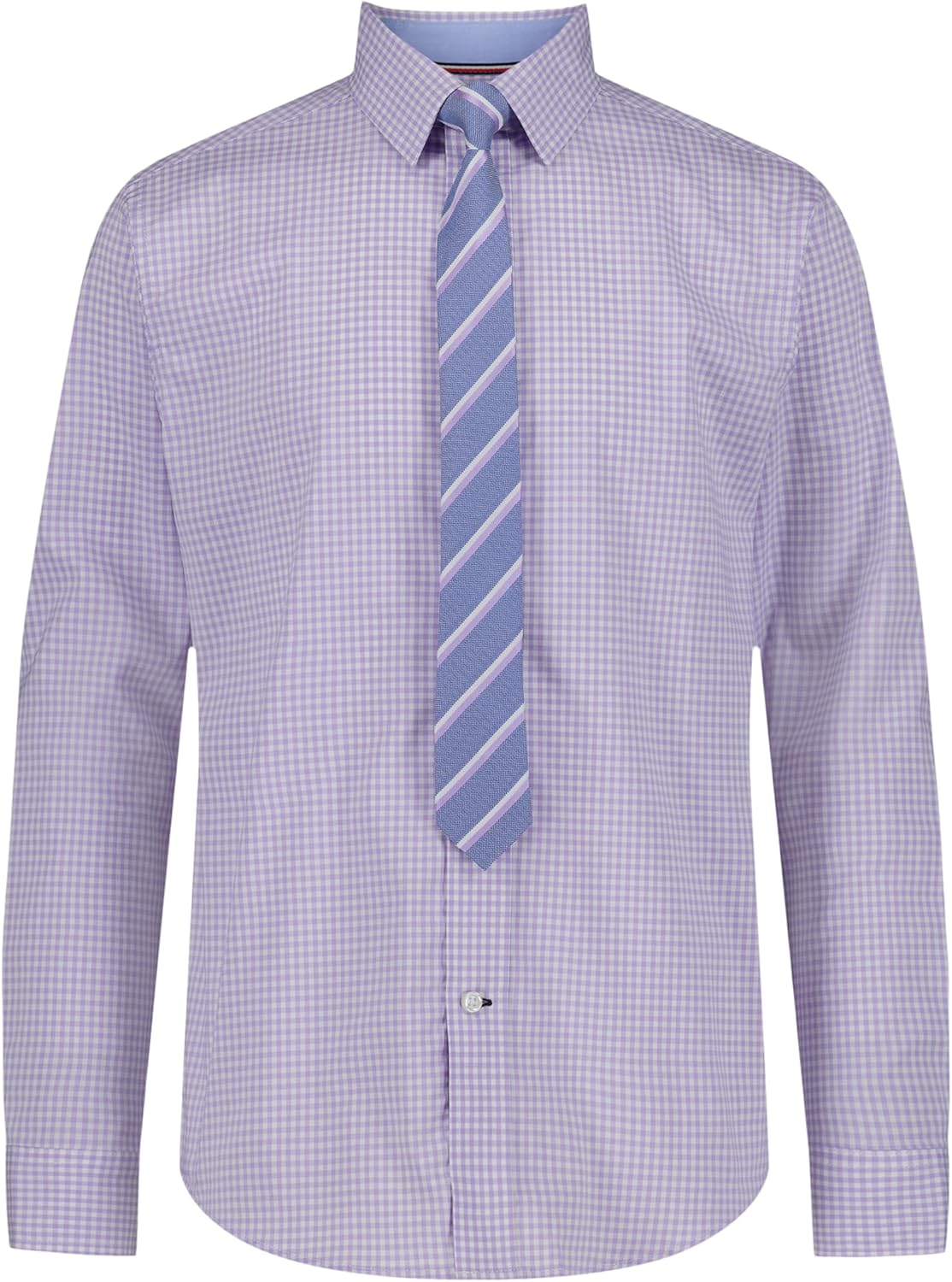 Tommy Hilfiger Boys' Long Sleeve Dress Shirt with Straight Tie, Collared Button-Down with Cuff Sleeves