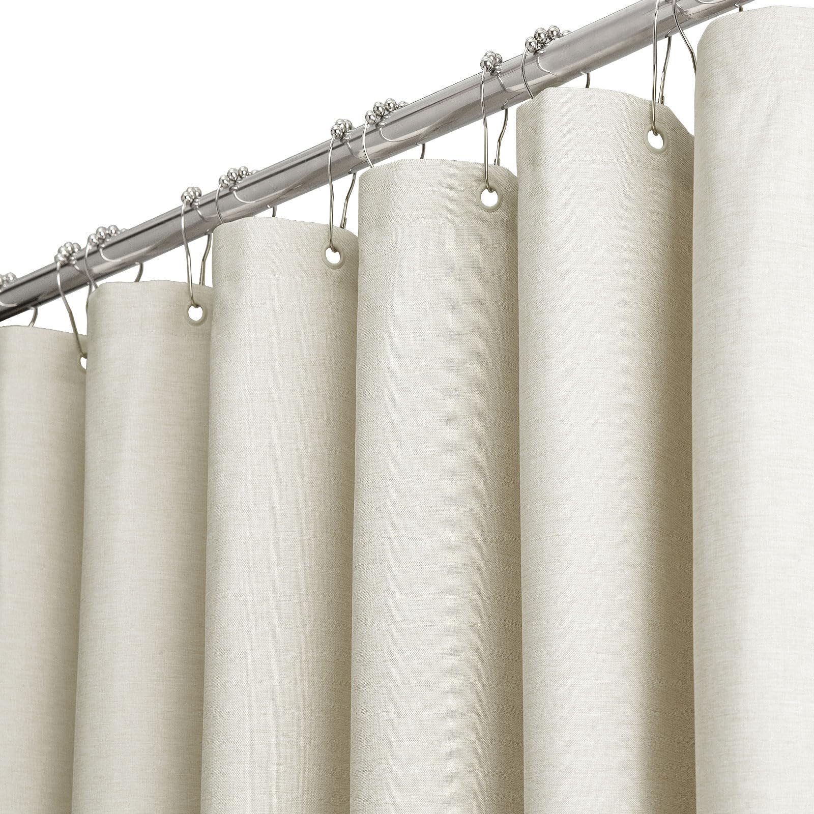 BTTN Linen Textured Waterproof Fabric Shower Curtain, 54x72, Light Cream