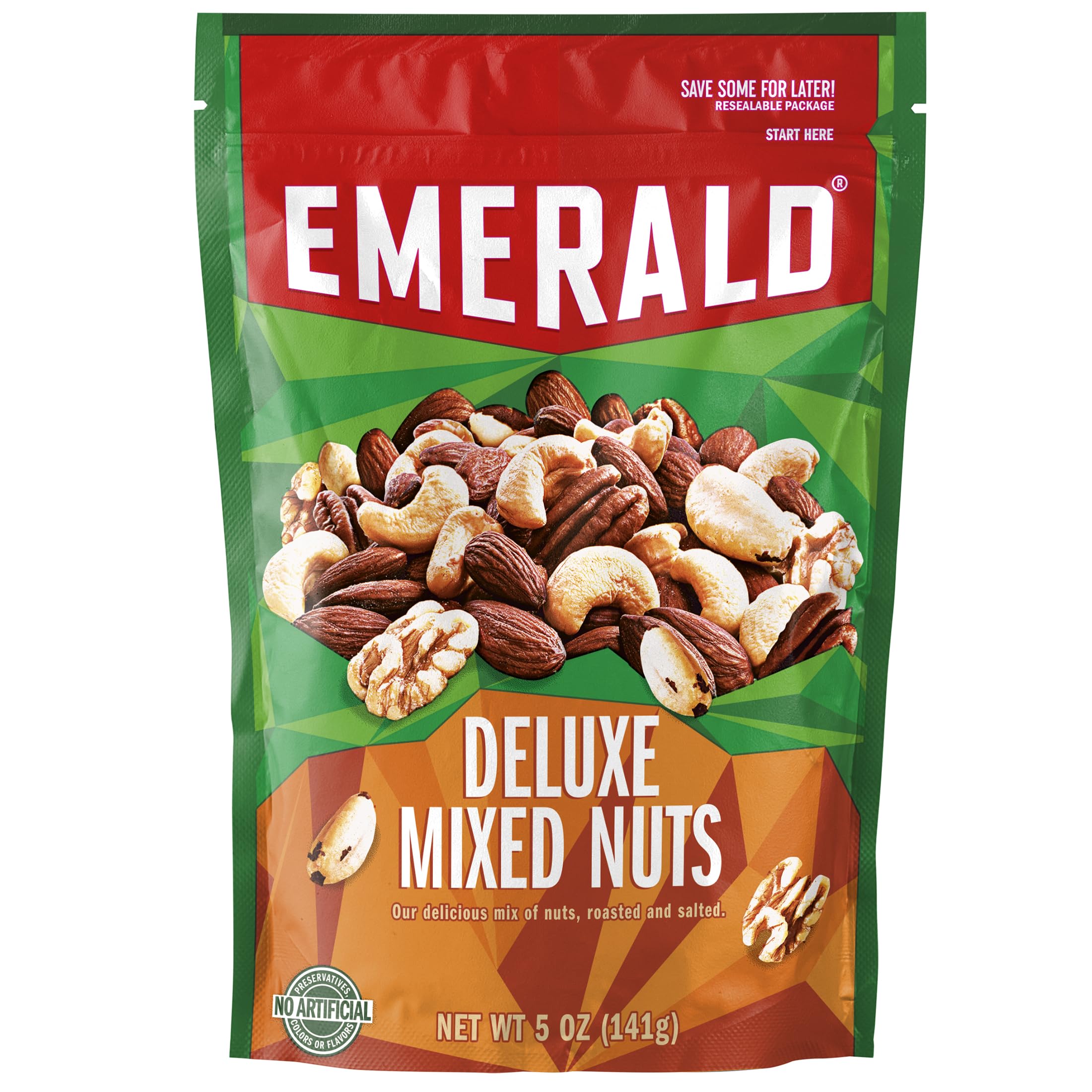 Emerald Deluxe Mixed Nuts, 5 Ounce Resealable Bag- 6 per case.