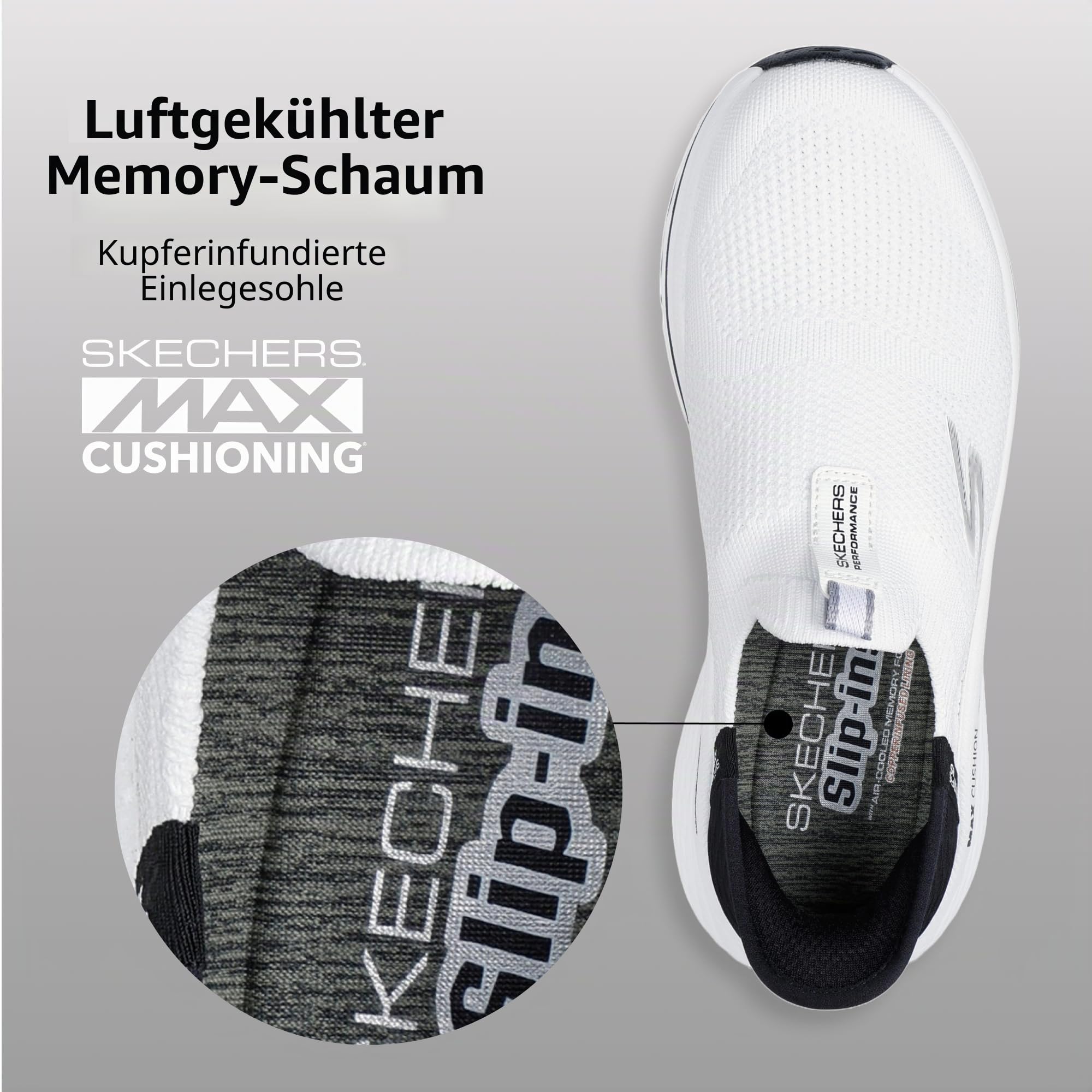 Skechers Max Cushioning Elite 2.0 Eternal Damen-Sneaker, händefreie Schlupfschuhe