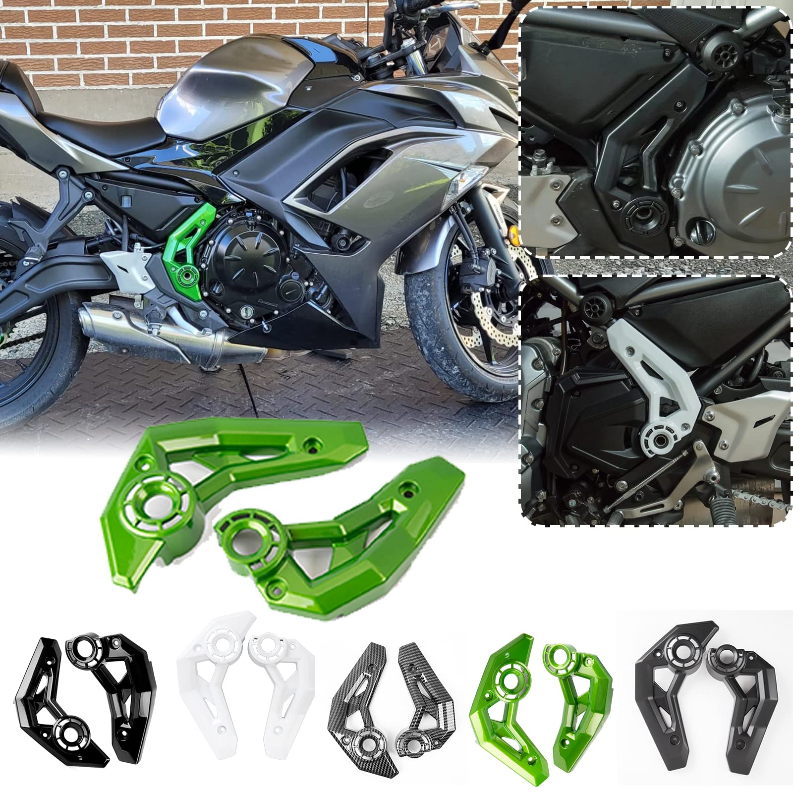 TAZGANTAX Motorcycle Left Right Engine Frame Side Cover Cowl Panel Trim Body Fairing Cover Compatible with Ka-wa-sa-ki Z650/Ninja650 Z 650/Ninja 650 2017 2018 2019 2020 2021 2022 2023(Green)