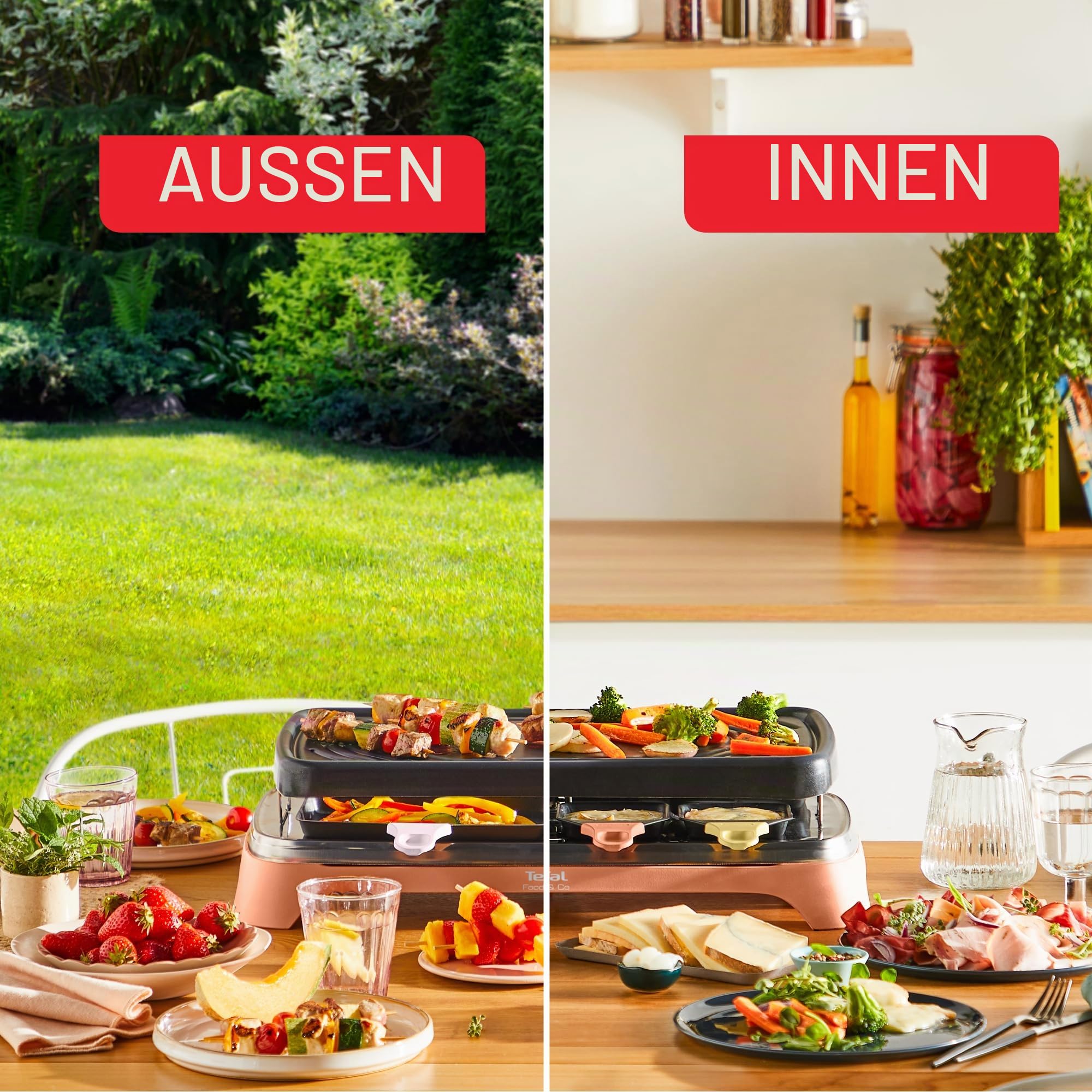 Tefal RE650J10 Multifunktions-Raclette für drinnen und draußen, 8 Personen