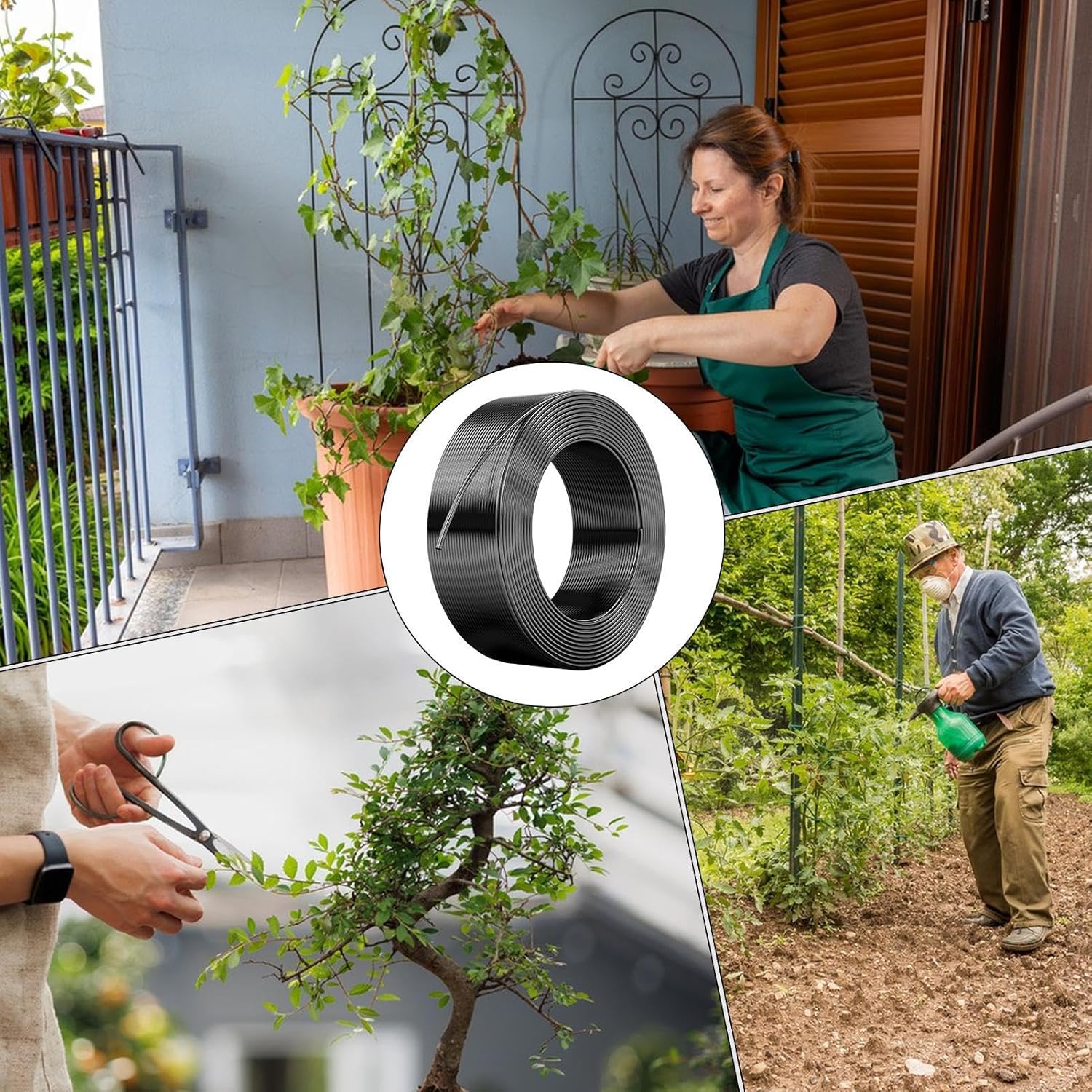 Bonsai Wire - Anodized Aluminum Training, Flexible Branch Styling, Bendable Metal Shaping Tool, Professional Gardening Supplies, Tree Maintenance, Hundred Ten Meter Roll Black for Fine Trunks