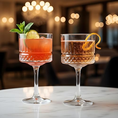 Vista 2 de The Buybox - Copa de vidrio extra grande, copas de copa vintage, copas de vino cuadradas grandes. Cóctel, champán, copas de margarita, cristalería