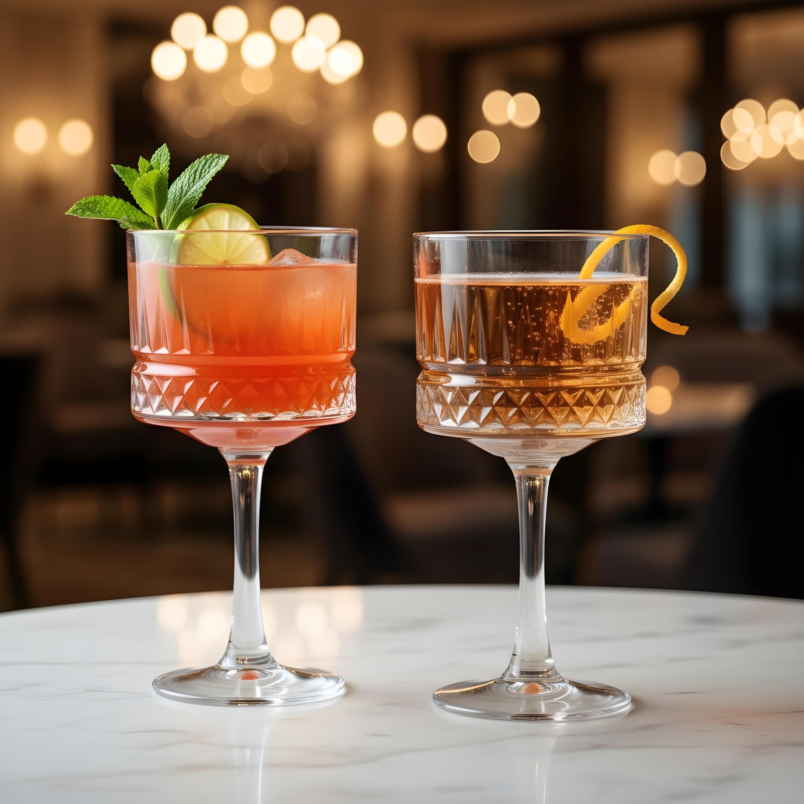 Kieliszki vintage Coupe (500 ml), szampana, koktajl, martini, kieliszki do wina Aperol Spritz, kieliszki do wina z długą łodygą (2 szt. (500 ml)