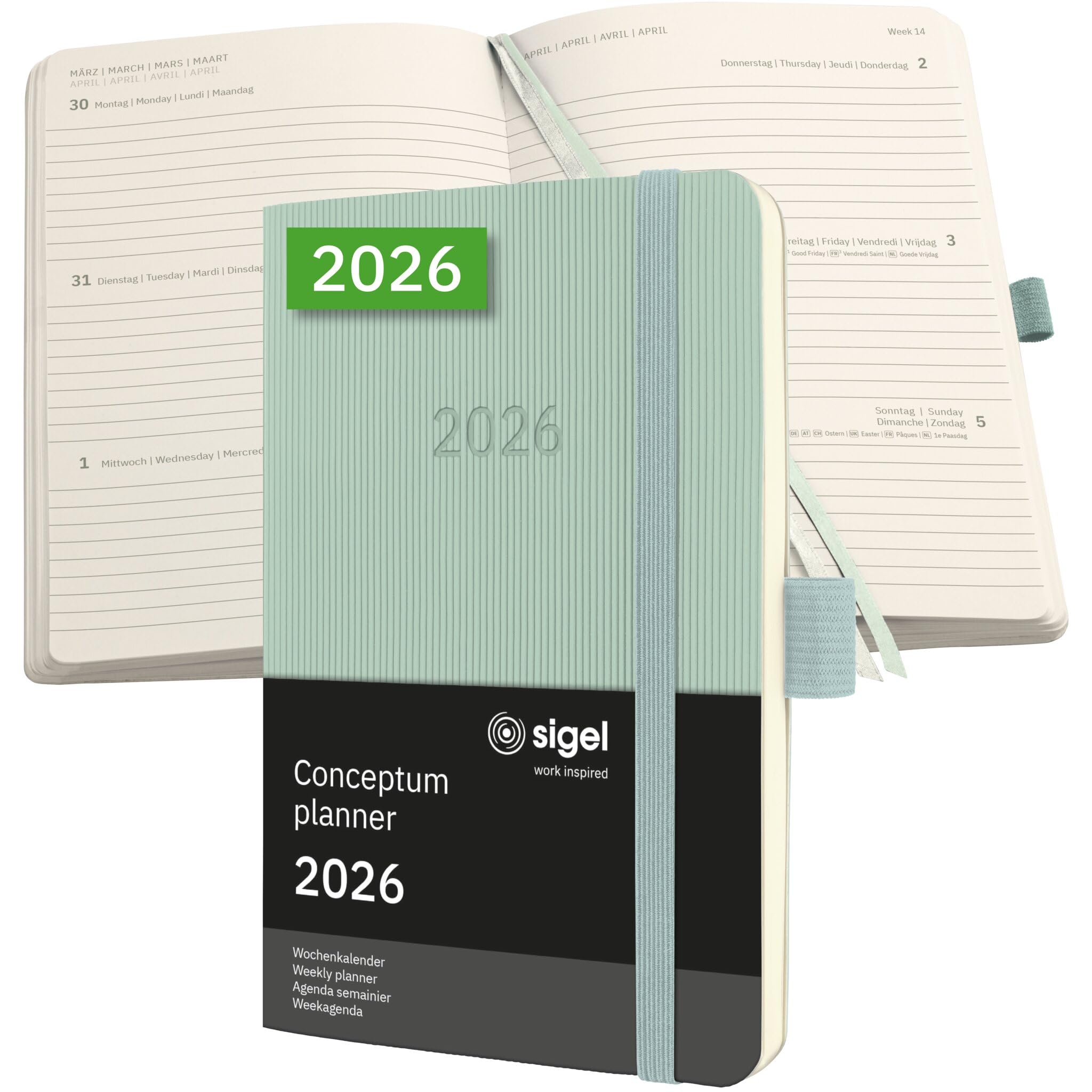 Sigel 2026 Conceptum Weekly Planner A6 Softcover Mint Green