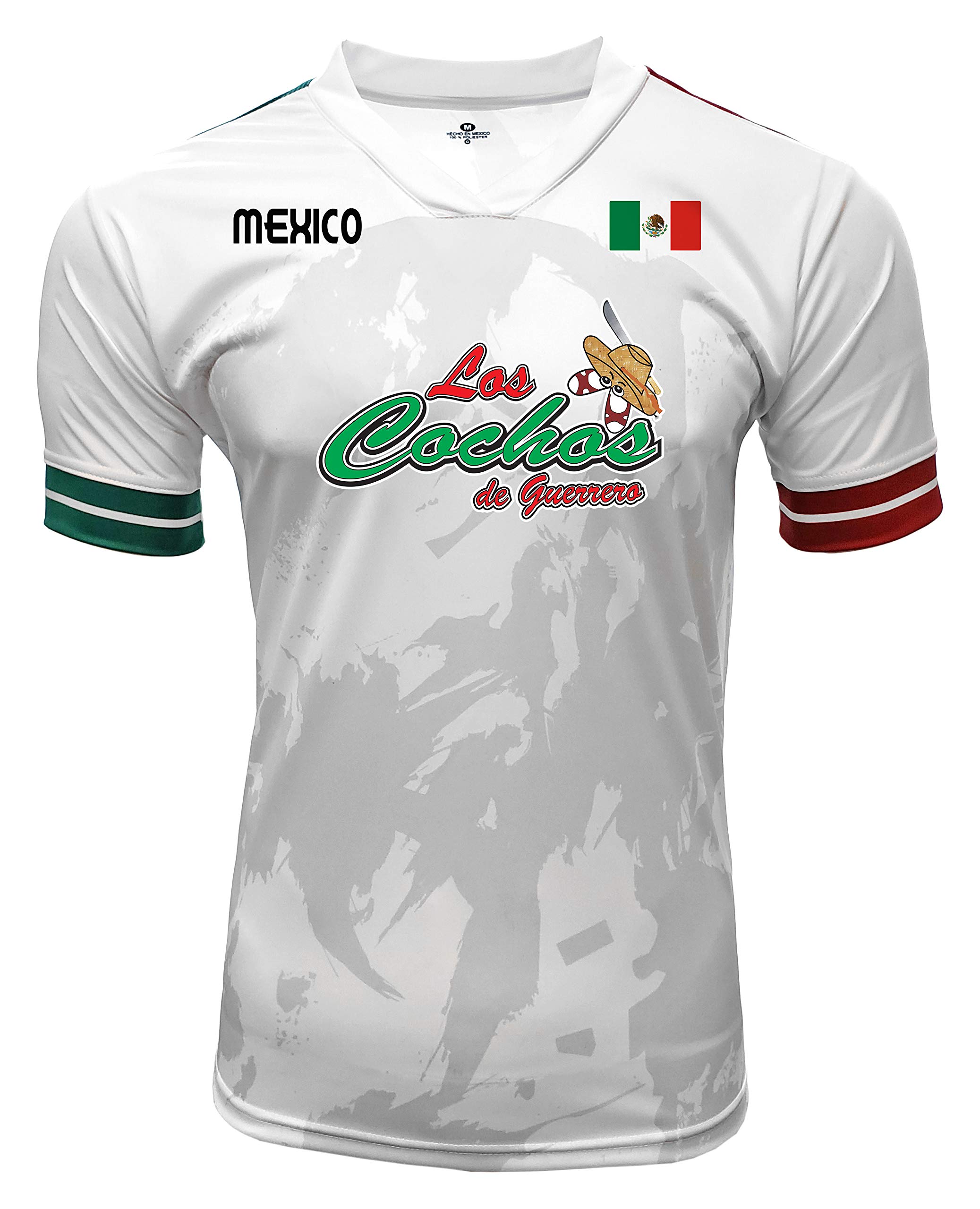 Jersey Mexico Los Cochos de Guerrero 100% Polyester White/Grey_Made in Mexico (XXXXX-Large)
