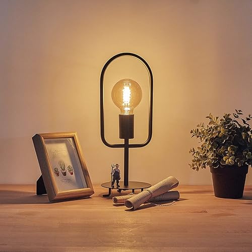 Miniatura 2 de FLORNIA Lámpara de mesa industrial moderna lámpara de escritorio única para mesita de noche con pantalla de vidrio y base de metal para dormitorio