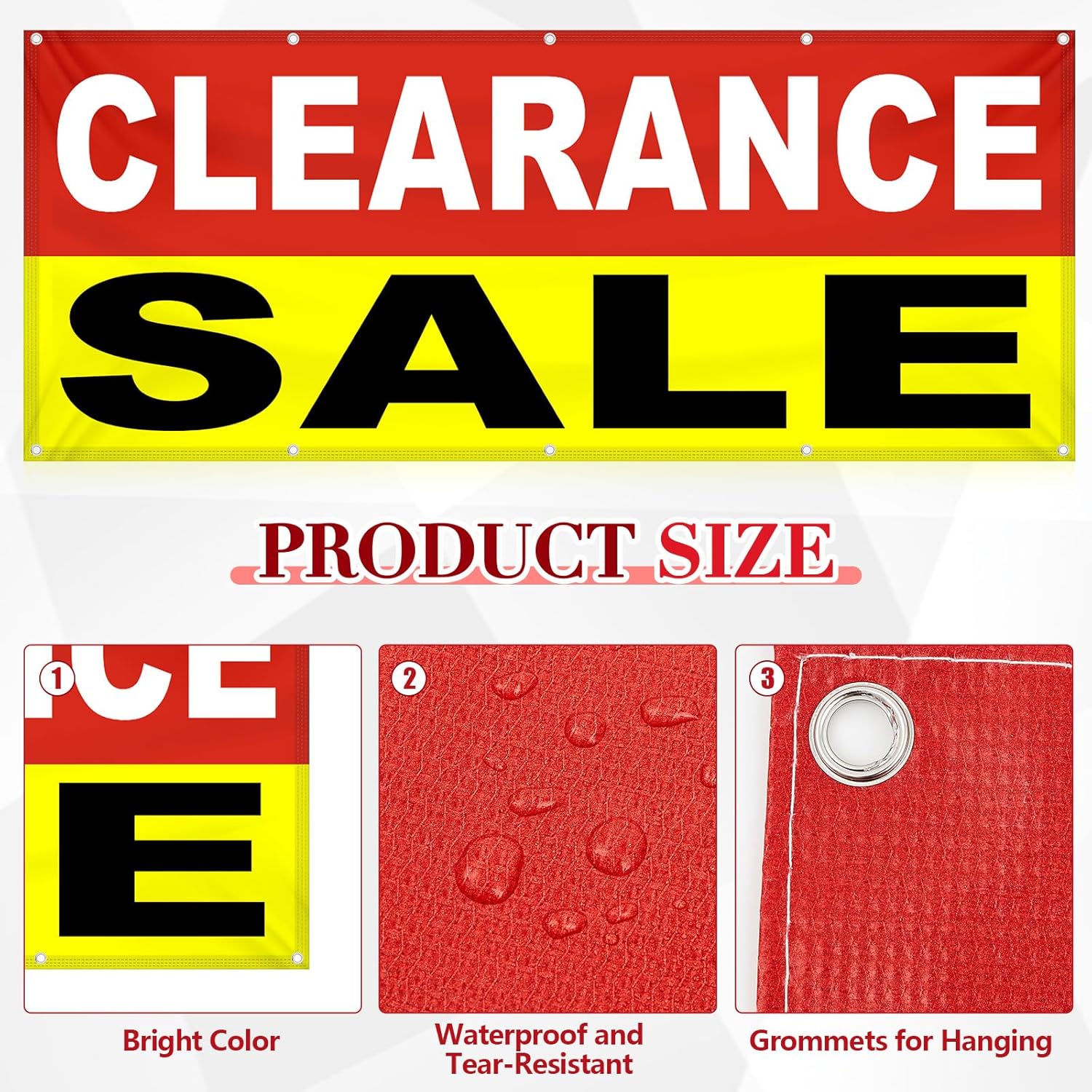 Peryiter 3 x 8 ft Sale Banner with Grommets, Vinyl Waterproof Store Sign, for Retail Store, Yard Sale Reusable Advertising Sign