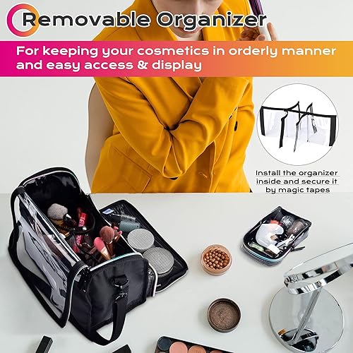 Miniatura 5 de BYOOTIQUE Estuche para brochas de maquillaje, portátil, soporte para brochas de artista, bolsa organizadora de cosméticos de viaje, bolsa grande de