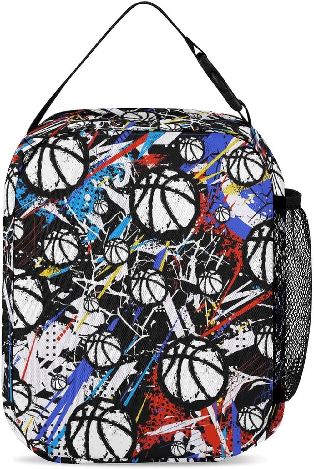 BasketBall Lunch Bag for Women Kids Boys Girls, Cute Reusable Basket Ball Theme Lunch Bags, Small Portable Foldable Insulated Lunch Box for Work School Bento - Image 3