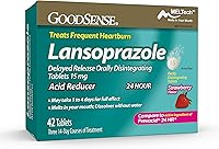 Vista 1 de GoodSense Lansoprazol - Tabletas de liberación retardada de desintegración oral de 15 mg, reductor de ácido, sabor a fresa, 42