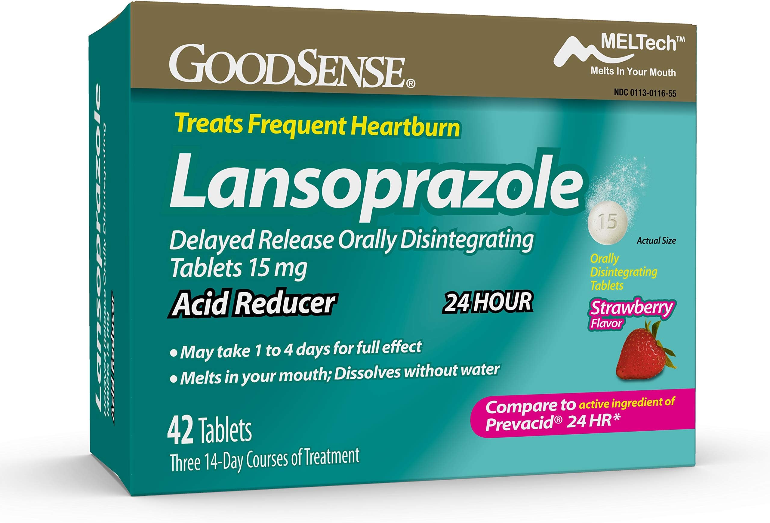 GoodSense Good Sense Lansoprazole Delayed Release Orally Disintegrating Tablets 15 mg, Acid Reducer, Strawberry Flavor, 42 Count