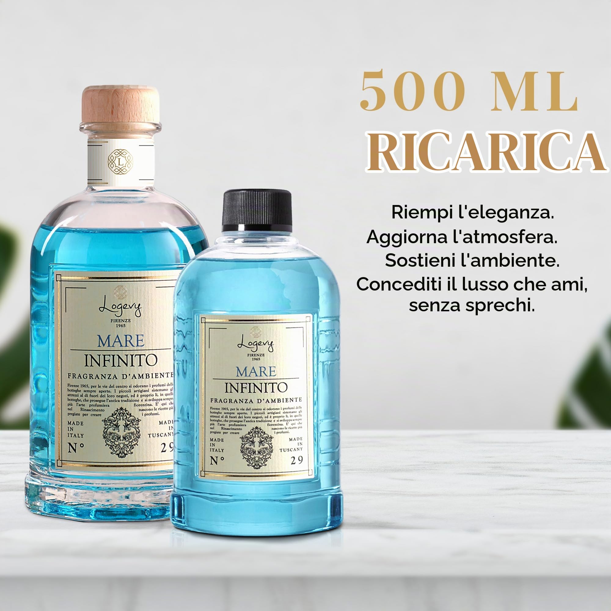 LOGEVY - Ricarica da 500 ml per i Diffusori Logevy - Mare Infinito