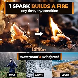 Non-Toxic Waterproof Fire Starters with 5+ Minute Burn for Emergencies, Survival, Campfires, Fire Pits, Grills - Made in The USA - 50 Pack