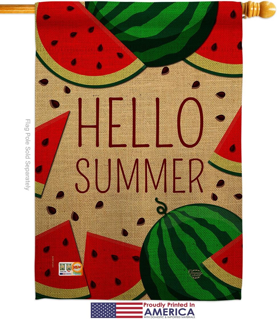 Watermelon Summer House Flag Summertime Fun and Sun Beach Pool Luau Tropical Party Season Outdoor Sunny Small Decorative Gift Yard Banner Made In USA 28 X 40