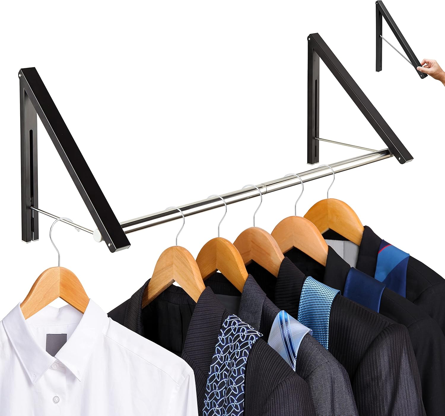 Amazon.com: Double Foldable Clothing Rack w/ Extension Rod, Wall ...