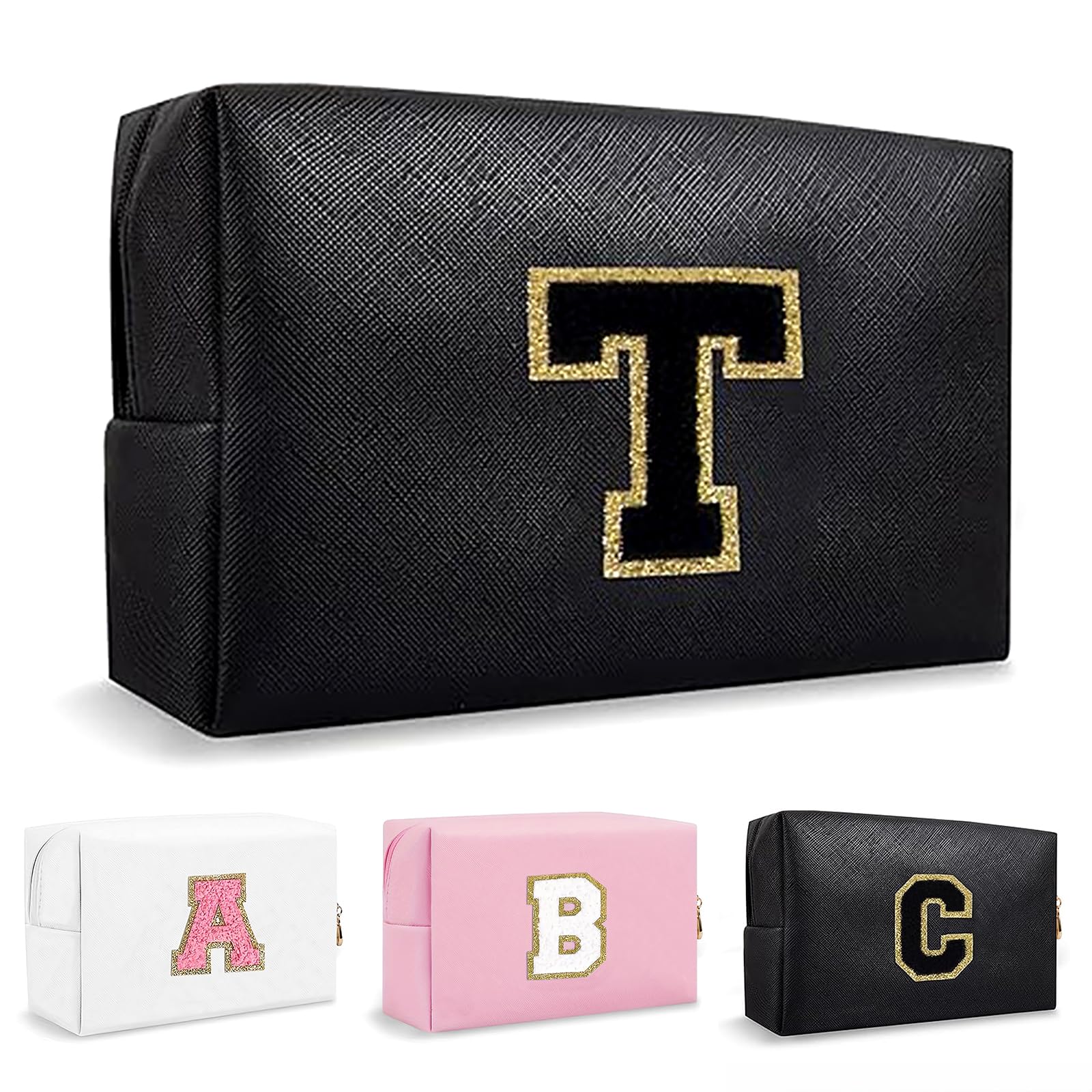 Bolsa de Maquillaje, Bolsa de Cosméticos Impermeable de Viaje, PU Cuero, Neceser de Baño, Bolsa De Aseo Y Almacenamiento para Mujer,Cosas Preppy para niñas Adolescentes (Letra A-Z) — view 109