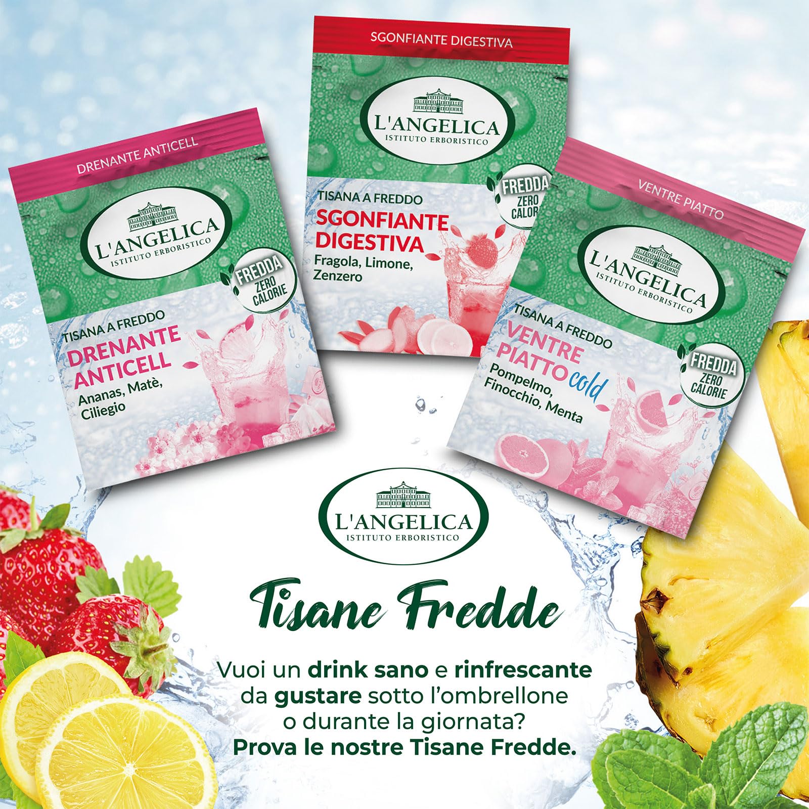 L'Angelica Tisane a Freddo, Cofanetto da 120 Filtri di Tisane Miste con Ingredienti Naturali,Tisane Drenanti e Sgonfianti, Tisane Depurative Ventre Piatto e Gambe Leggere, e Altre
