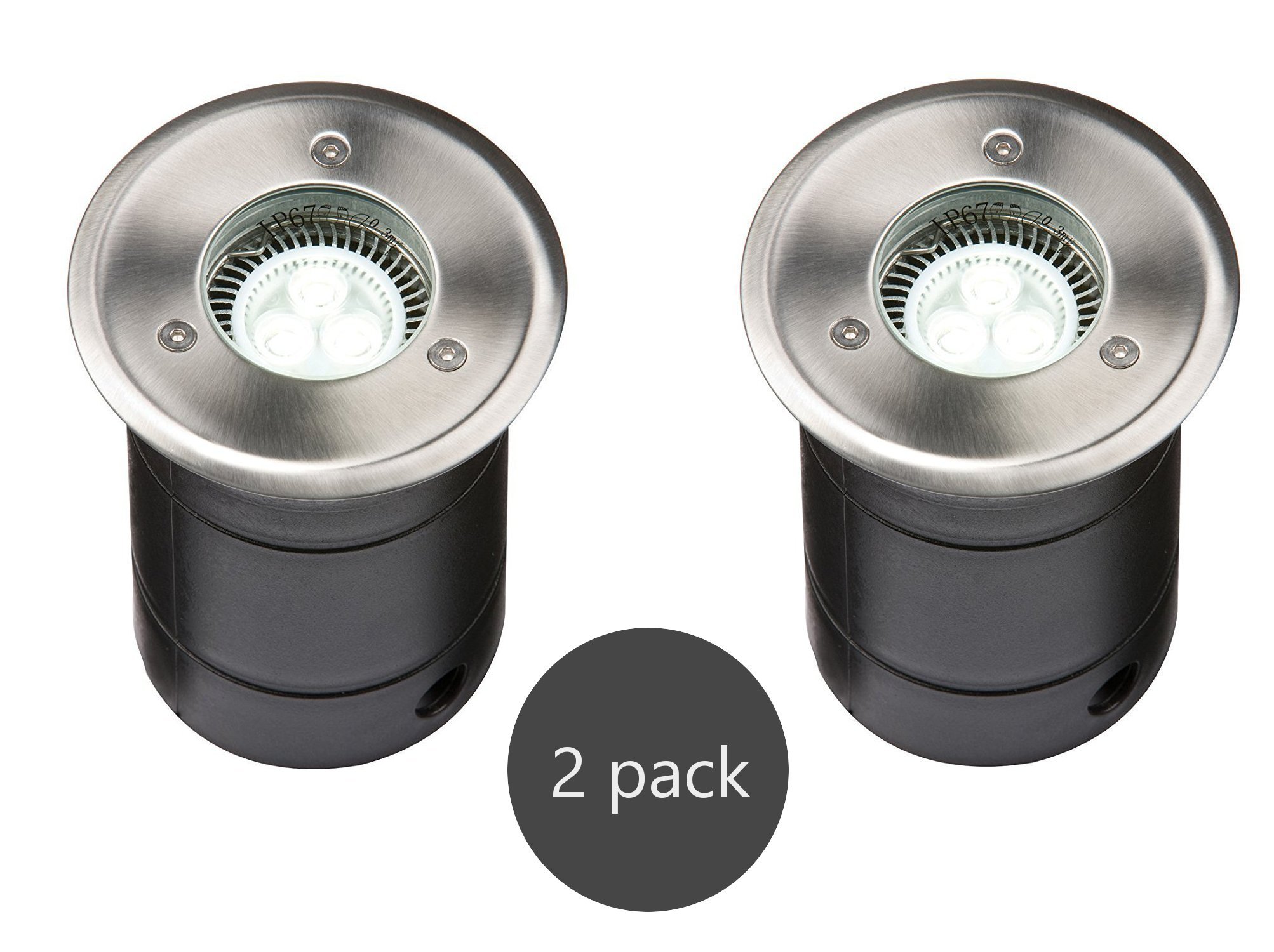 Knightsbridge Pack Of 2 Stainless Steel Walkover/Drive Over Uplighter - Ip67