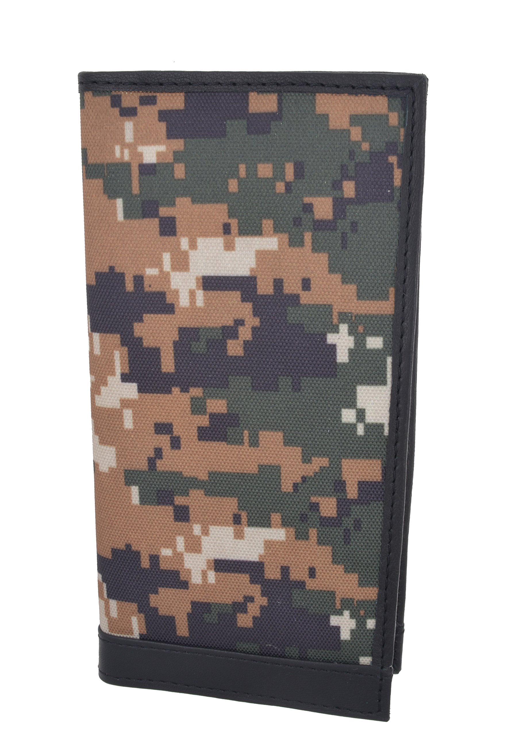 RFID Blocking Hand Crafted Army Camo Genuine Soft Leather Checkbook Cover simple-156