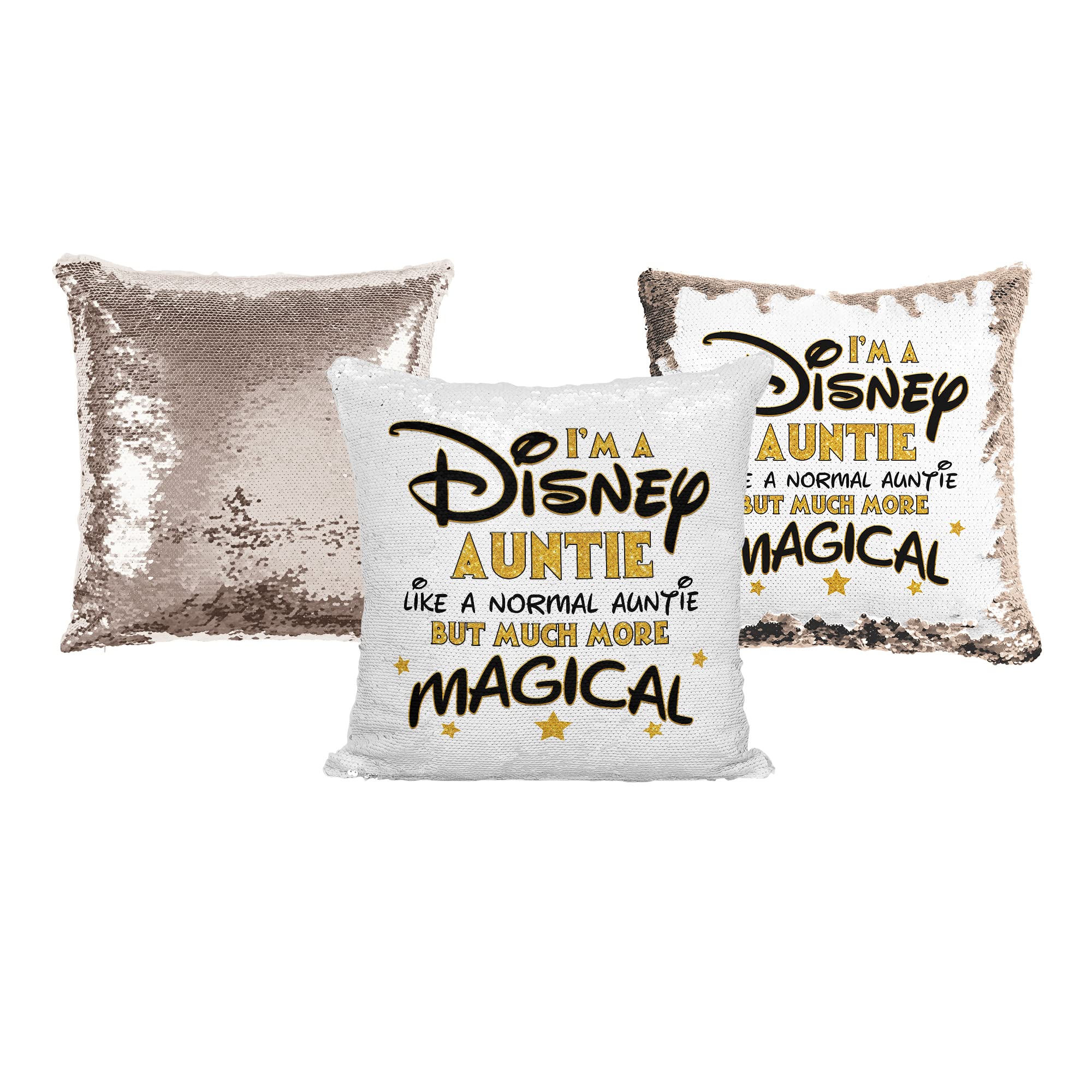 Media Replication Rose Gold Print Maniacs Disney Mummy Sequin Pillow Christmas Birthday Magic Reveal Swipe (Auntie) (, With Insert/Stuffing)