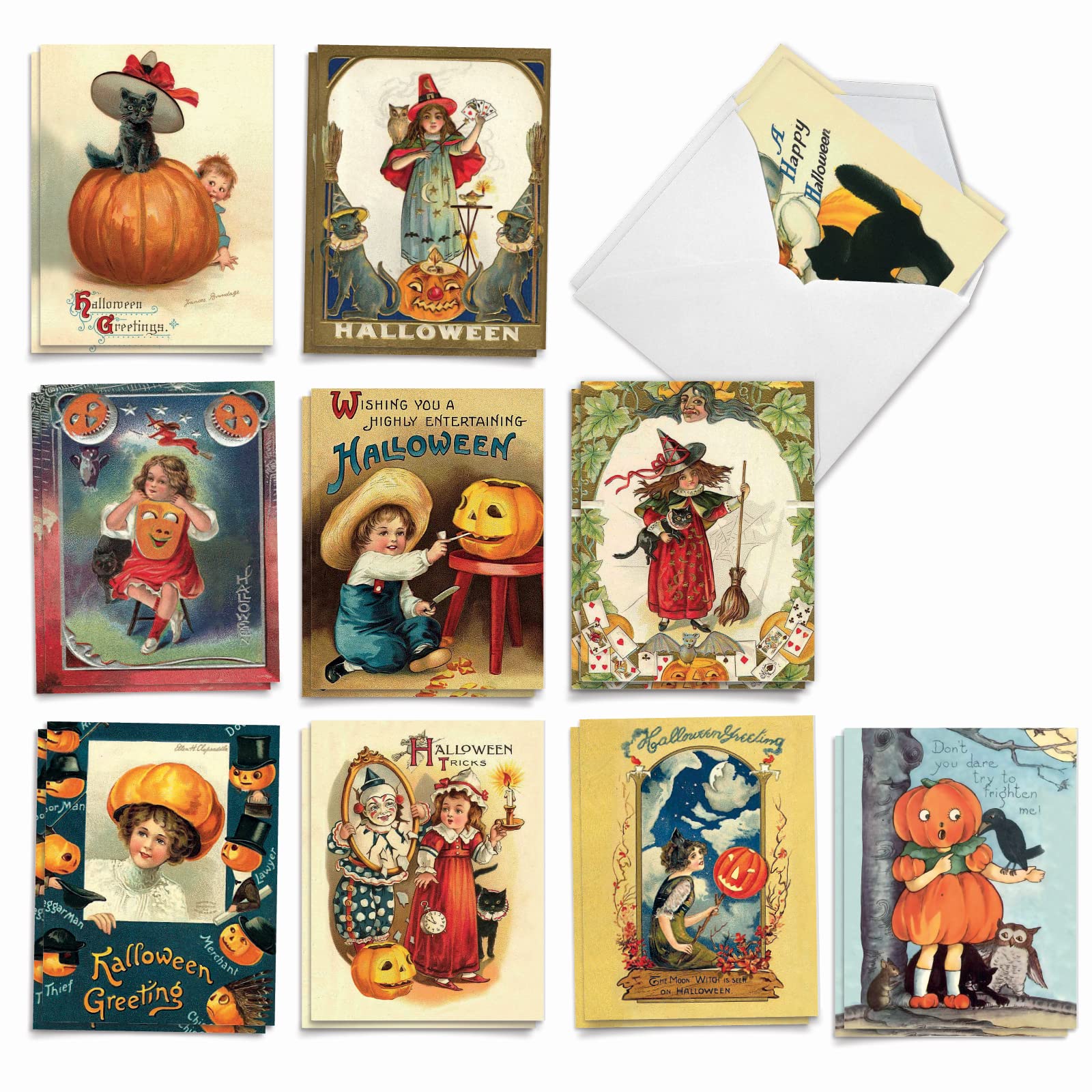 20 Seasonal Fall Pumpkin Themed Blank Notecards Set Box (4 X Rustic Fall