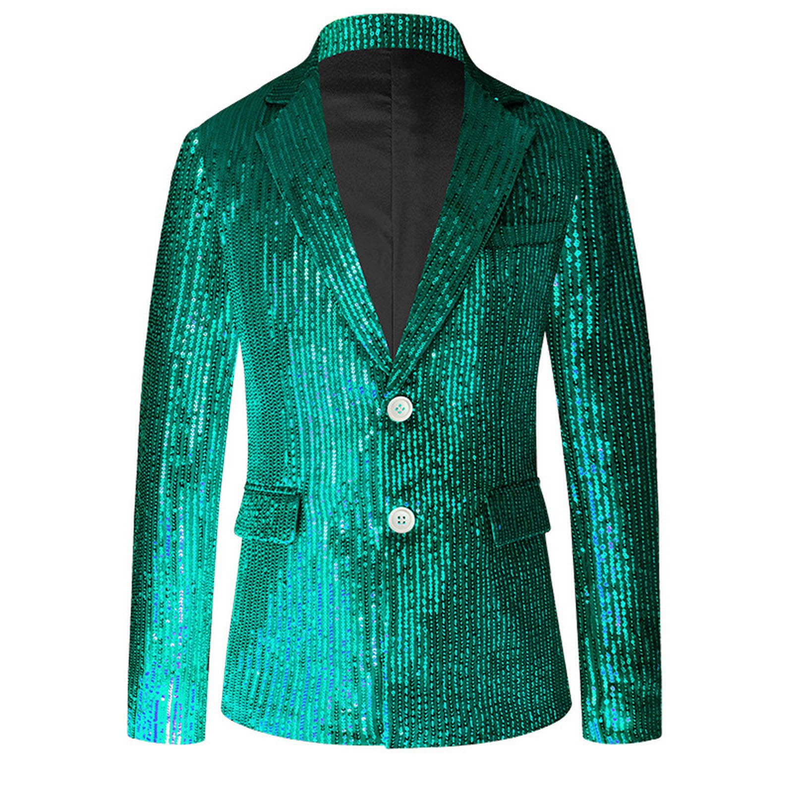 Giacca Uomo Paillettes Elegante, Blazer Brillante con Piccoli Dettagli Luminosi, Abito da Spettacolo Maschile per Festa, Concerto, Discoteca e Performance