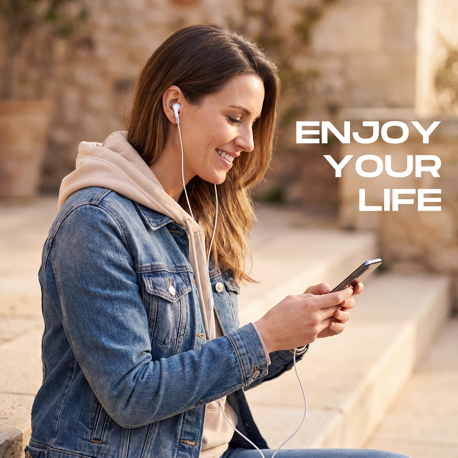 Kanayu Paquete de 100 auriculares a granel para niños, estudiantes, aulas, escuela, juego de auriculares sin micrófono, para adultos, biblioteca, portátil, empaquetados individualmente (blanco)