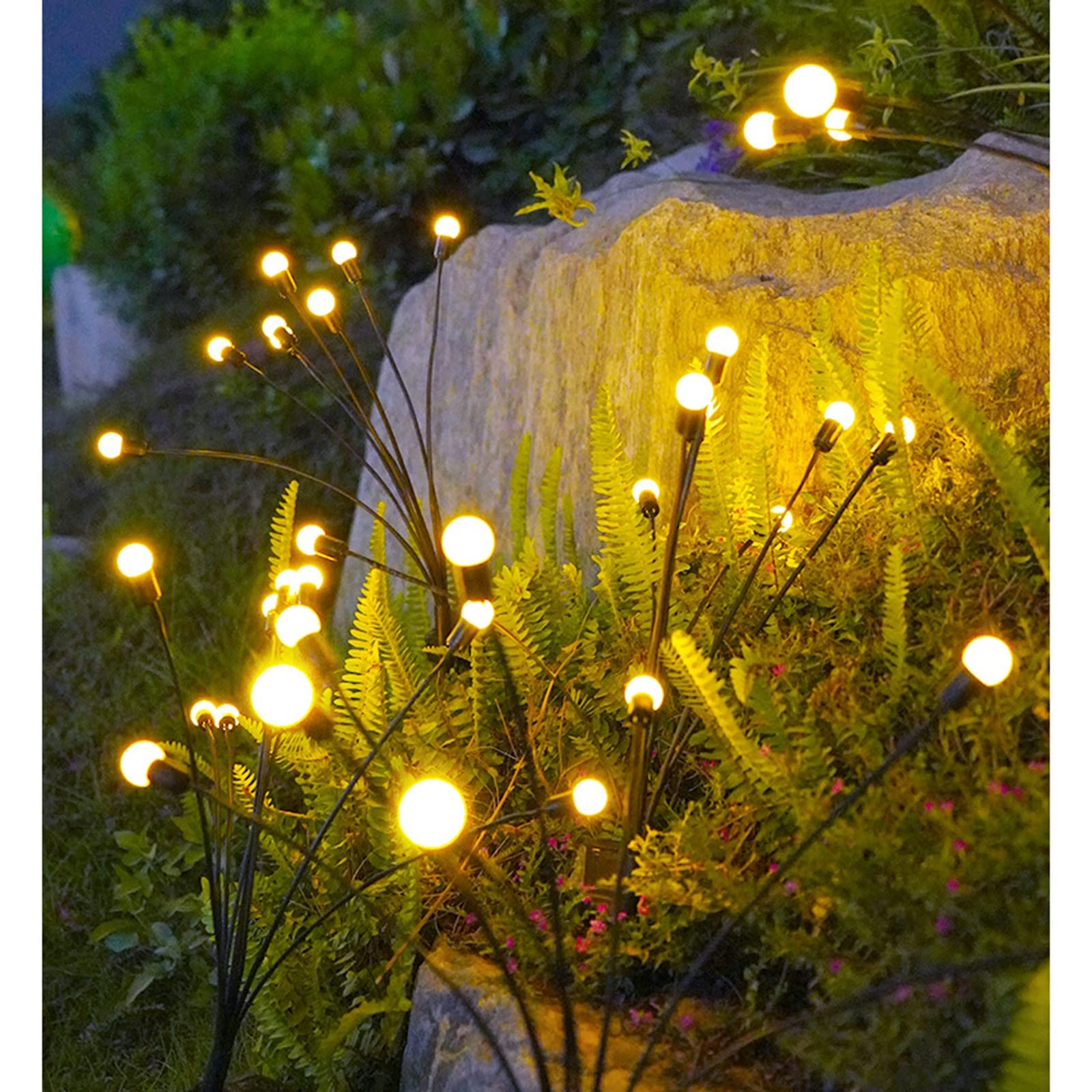 Luces solares para exteriores LED con luces solares de luciérnaga con 6 bombillas LED, luces decorativas de paisaje de camino, oscilación por viento (tamaño : 4 piezas)