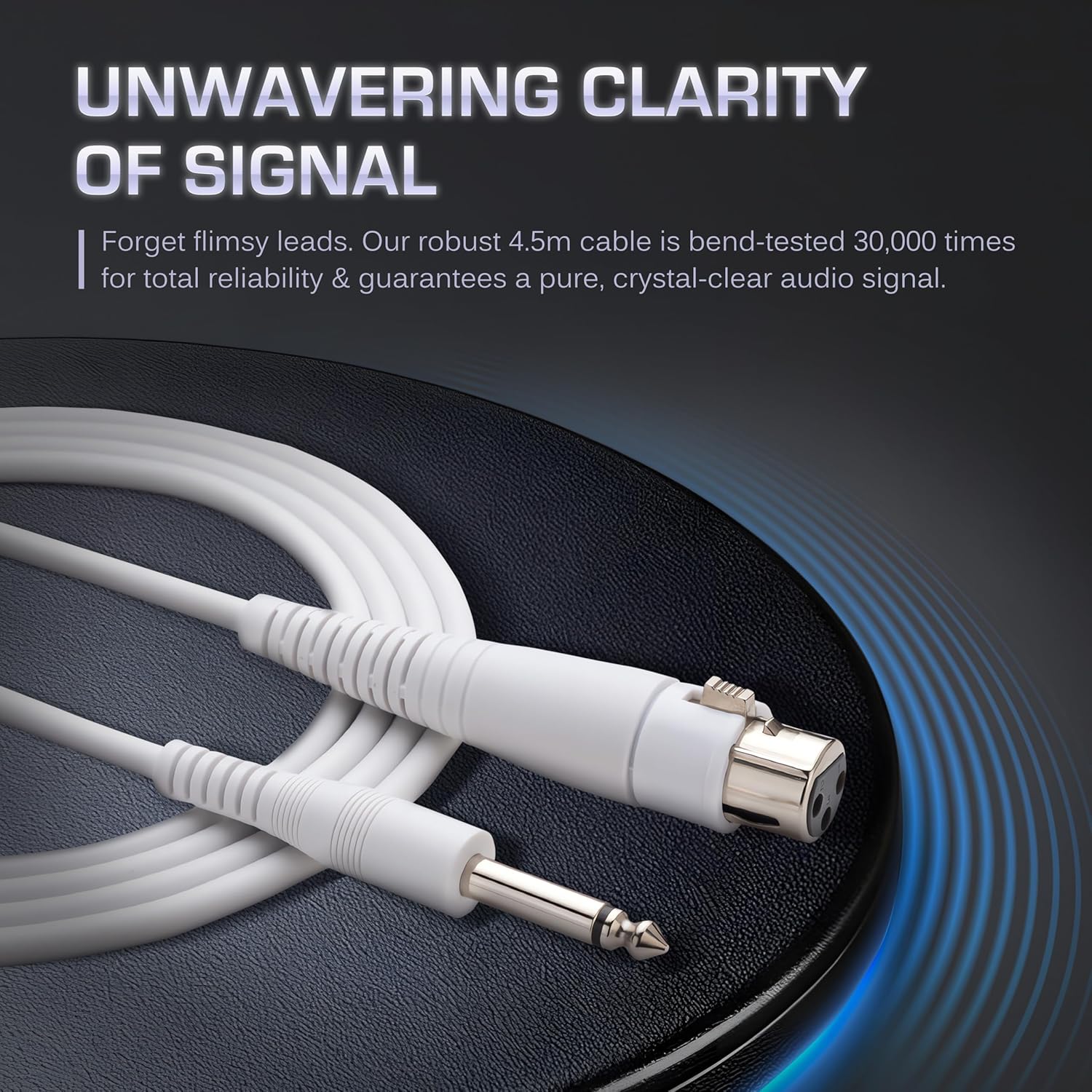 CAROL MUD-525 White XLR Wired Vocal Microphone for Karaoke – Dynamic Unidirectional Mic for Singing, Conference & Campus Use. Durable Design for Longevity, Includes Mic, 14.8ft XLR Cable & Switch - Image 6