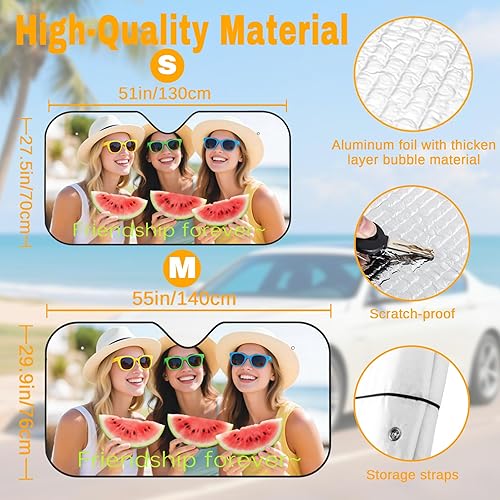 Miniatura 3 de Parasol personalizado para parabrisas de automóvil 2025, parasol personalizado para ventana de automóvil, añade tu foto, texto, logotipo, protector