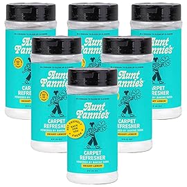 Aunt Fannie\'s Carpet Refresher & Deodorizer Powder, Multi-Purpose Rug, Carpet, and Upholstery Odor Eliminator for Homes with Cats and Dogs, Bright Lemon Scent, 16 Oz (Pack of 6)