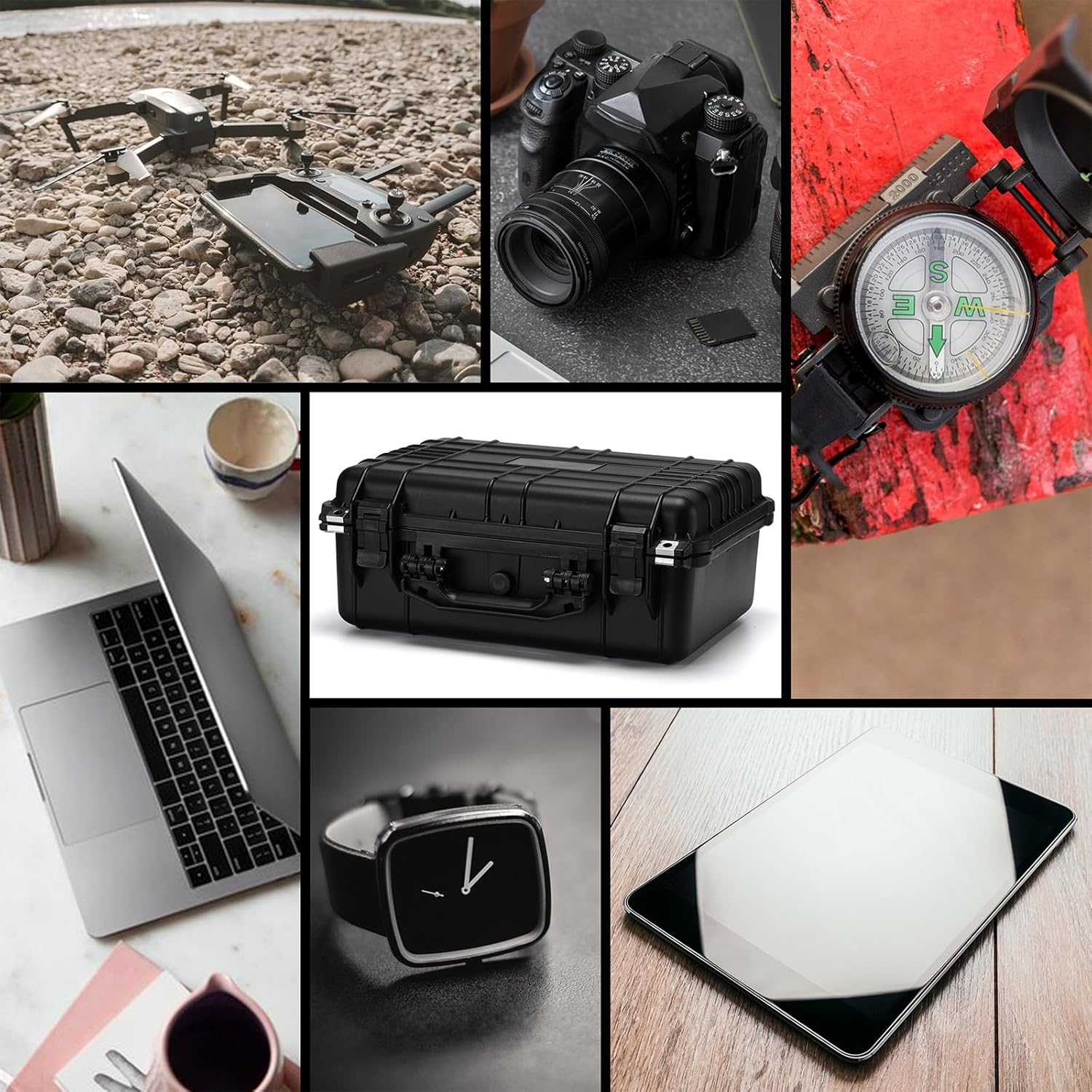 Mayouko 16" Waterproof Plastic Toolbox with Foam Insert, 16" x 13.2" x 7", IP67 Lockable Storage Box, Customizable Foam, Shockproof Hard Case Weatherproof Container, Protective Hard Camera Case