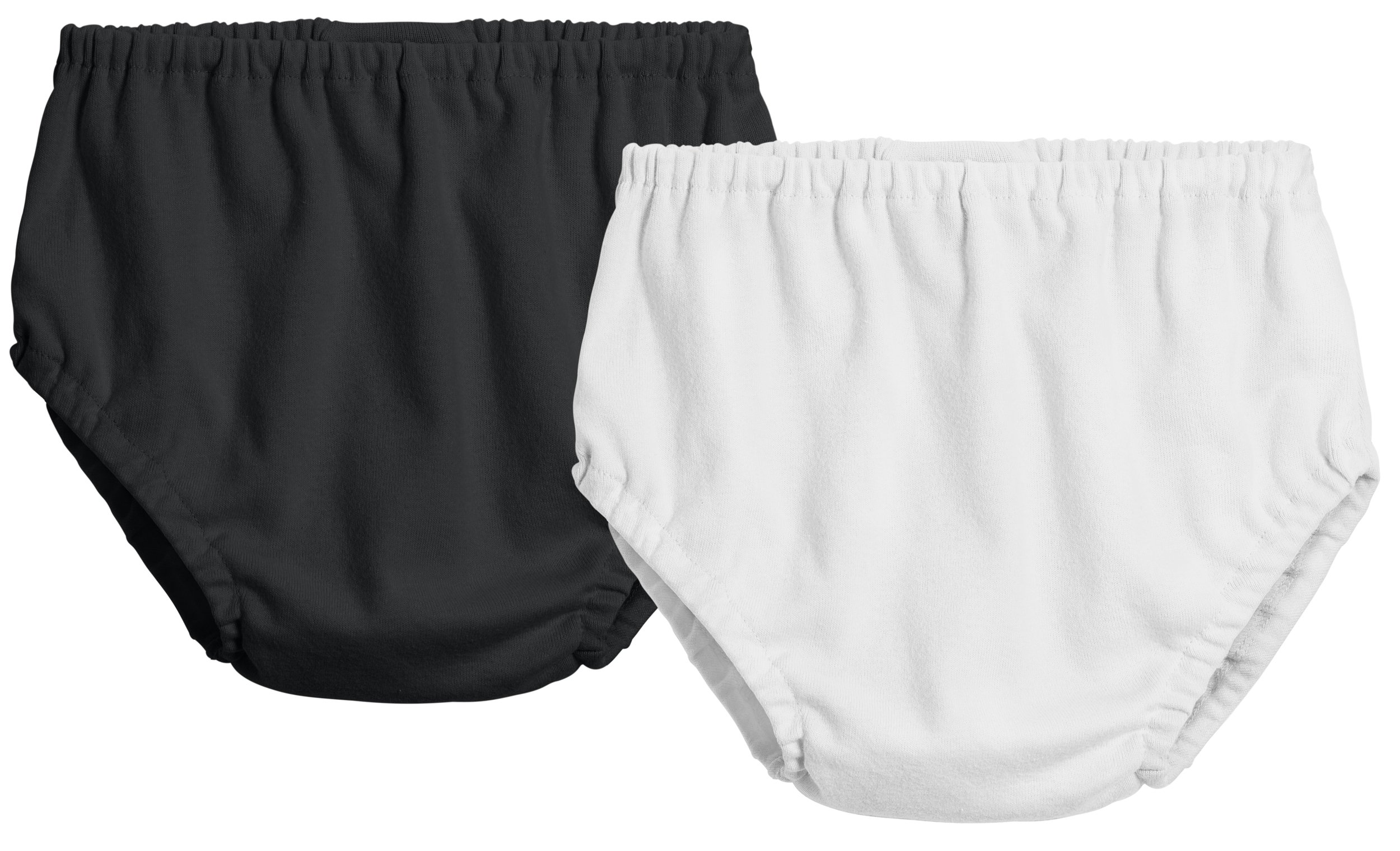 City Threads Cotton Diaper Covers for Girls and Boys 2-Pack, Made in USA Baby Bloomers (Black/White, 3T)