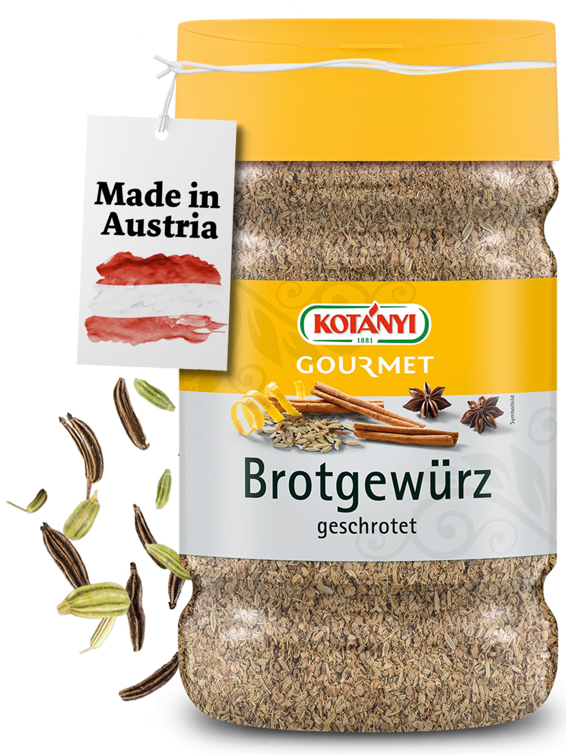 KOTÁNYI Brotgewürz - Für jede Art von Brot - Mit Koriander, Kümmel & Fenchel - Brot Backen Zubehör für Sauerteig, Brötchen & mehr - Großpackung 1200 ccm, ca. 430 g