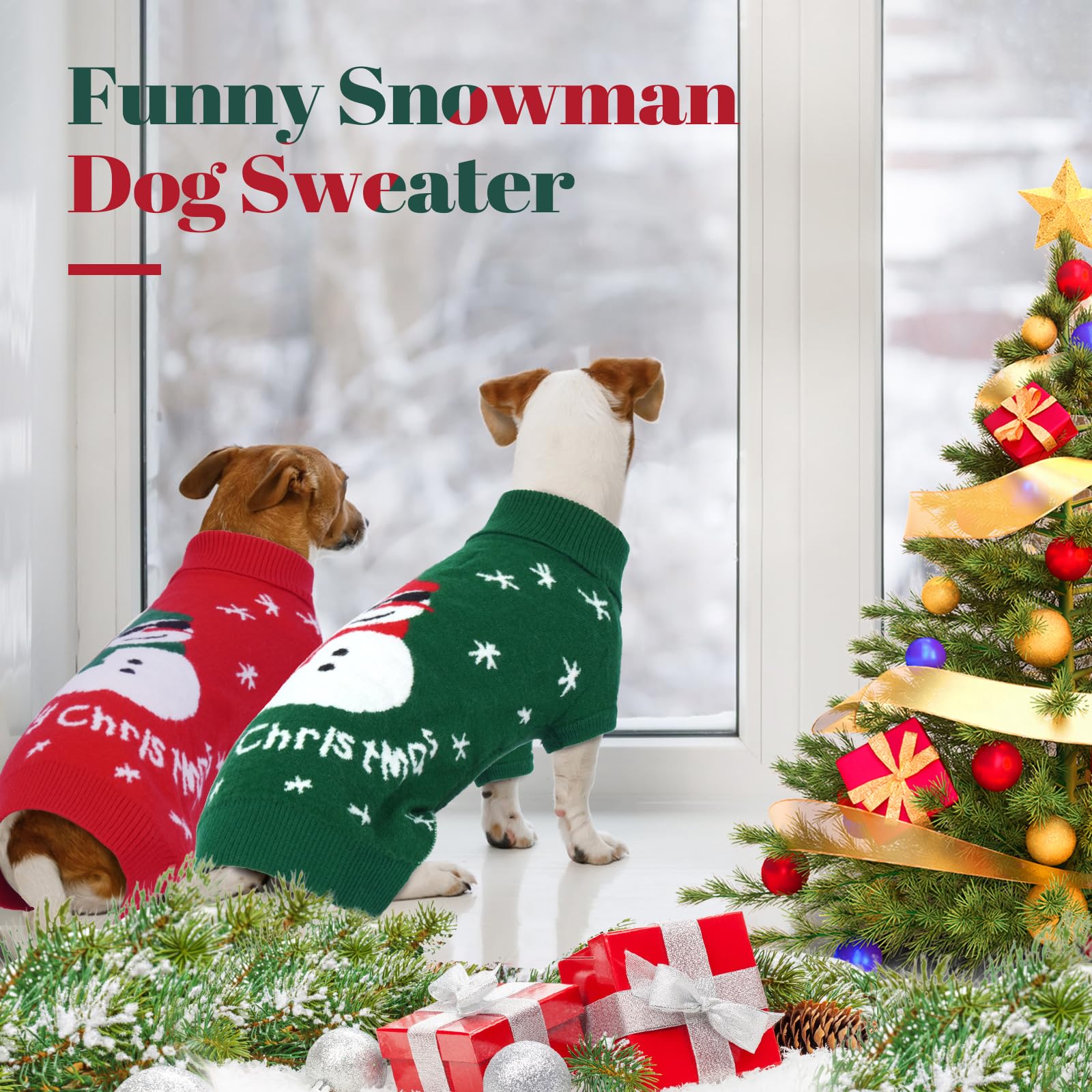 Jersey Navidad Perro Mediano - Sueter con Muñeco de Nieve, Cálido, sin Mangas, con Agujero para Arnés, Ropa para Bulldog Frances, Corgi Grande, Border Collie (Rojo XL)