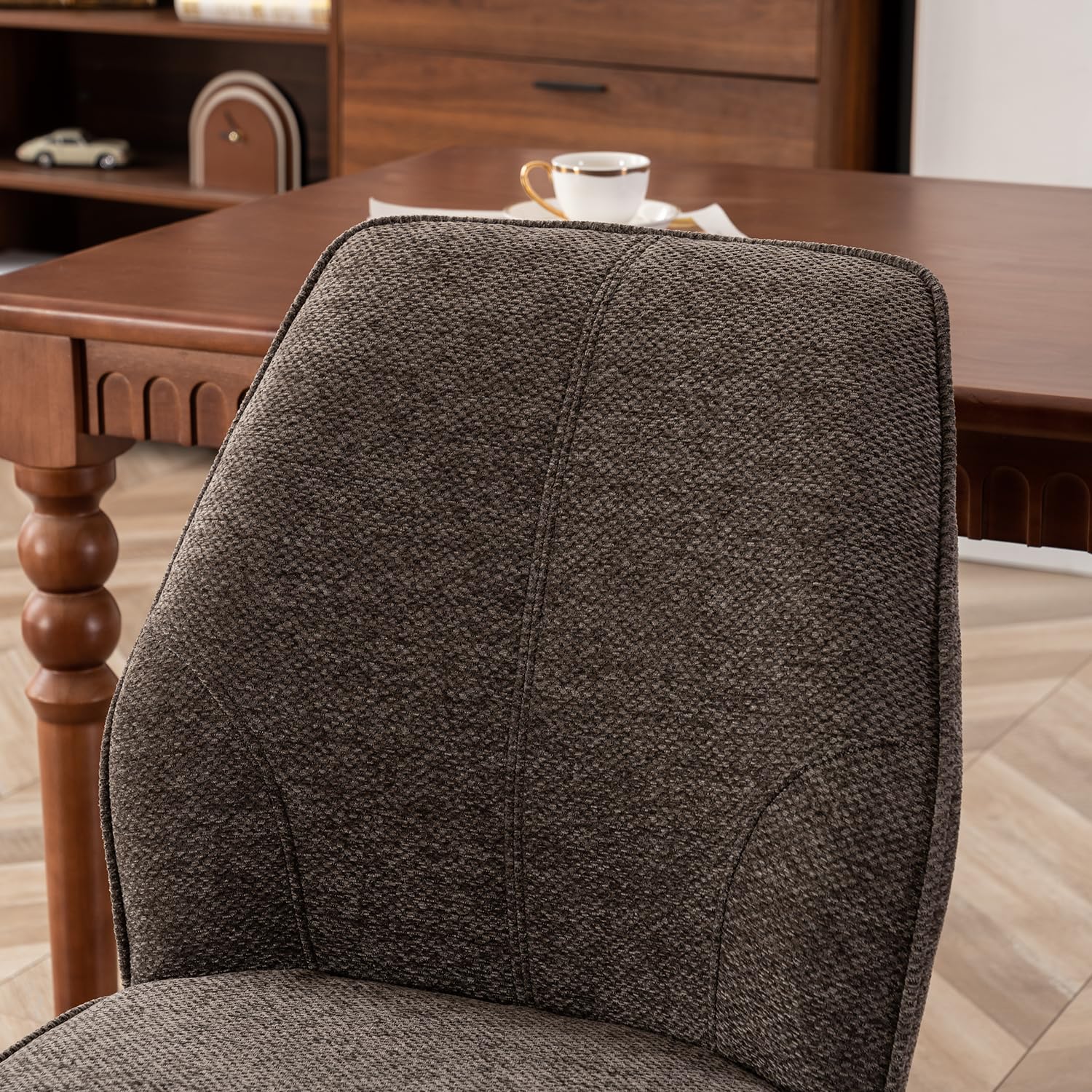 Rowill Modern Dining Chairs Set Of 2 – Upholstered Kitchen Chairs With Metal Legs, Cream Fabric | High Back, Memory Foam, 300 Lb Capacity, Easy Assembly