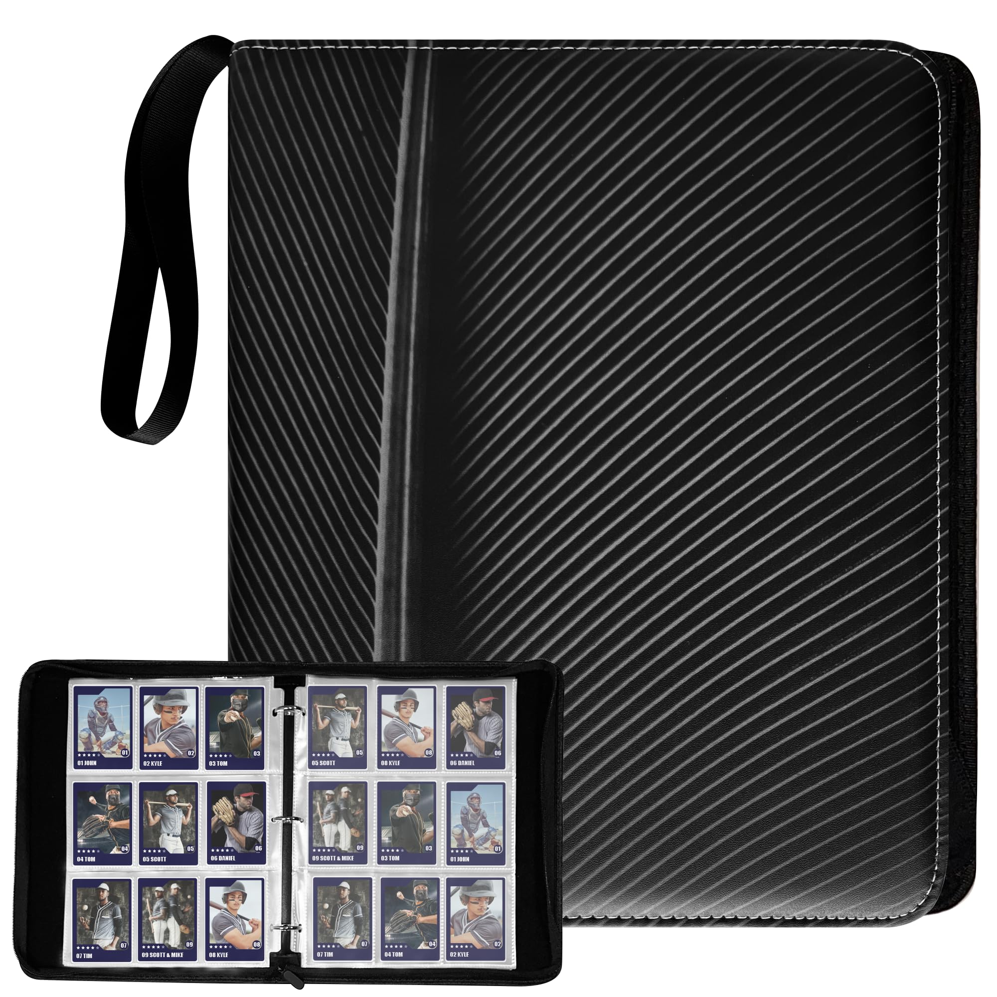 9-Pocket Folder with Modern Design, Trading Card Folder with Premium Zipper, Collection Folder Made of PU with 720 Double-sided Pockets, Collection Album, Card Folder for Games, TCG Card Black.