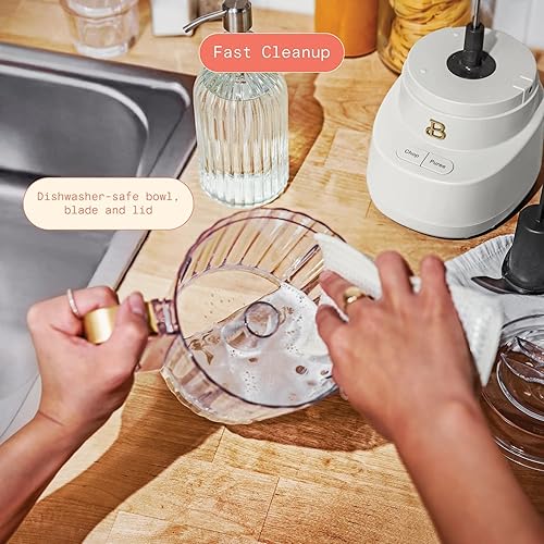 Miniatura 6 de Hermoso picador de alimentos de 3 tazas, mini procesador eléctrico con cuenco de vidrio, sin BPA, hoja de acero inoxidable, apto para lavavajillas,