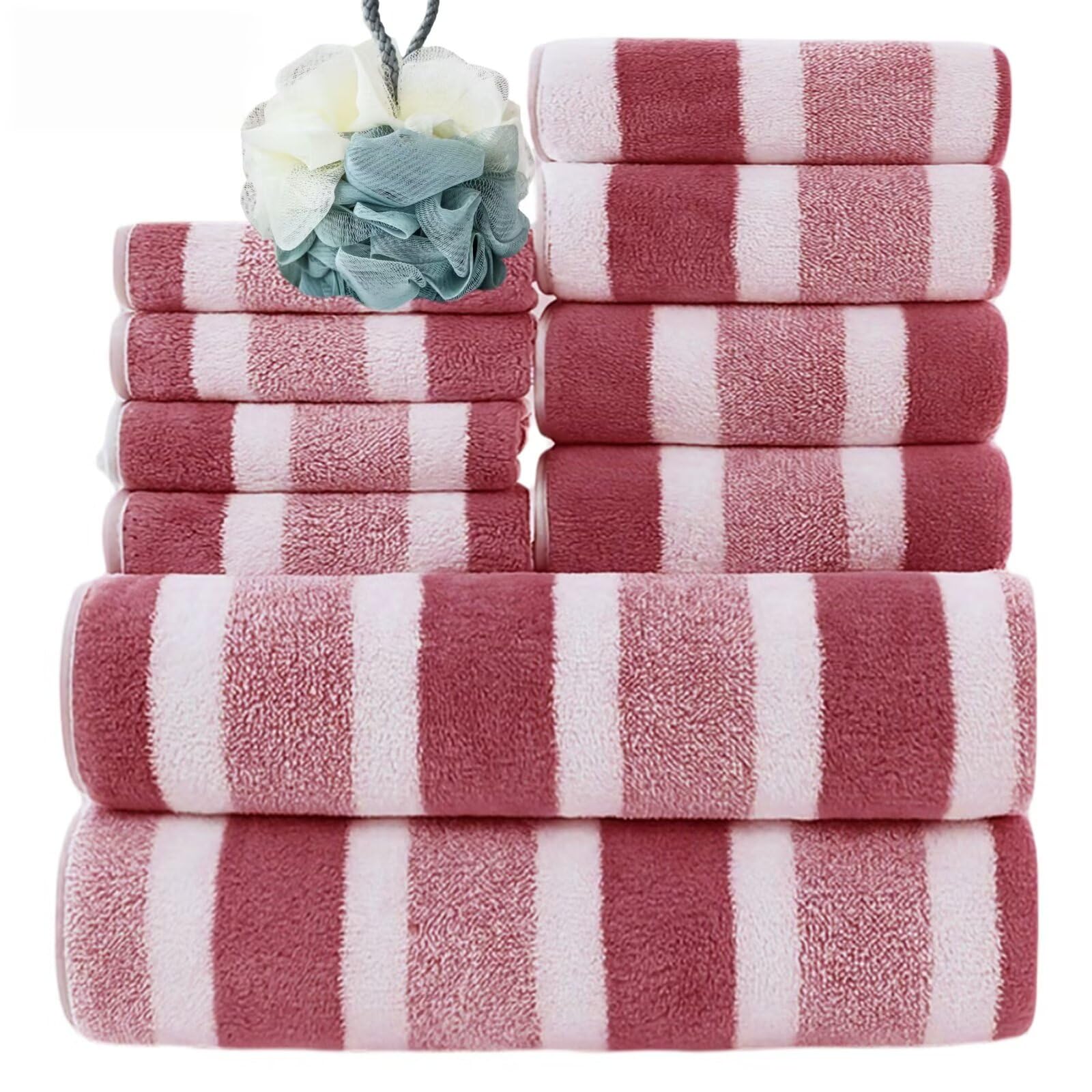 GNKBTOF 11 Piece Towel Set - 2 Bath Towels, 4 Hand Towels and 4 handkerchiefs，1 bath flower Washcloths Cotton Hotel Quality Super Soft and Highly Absorbent bath towel