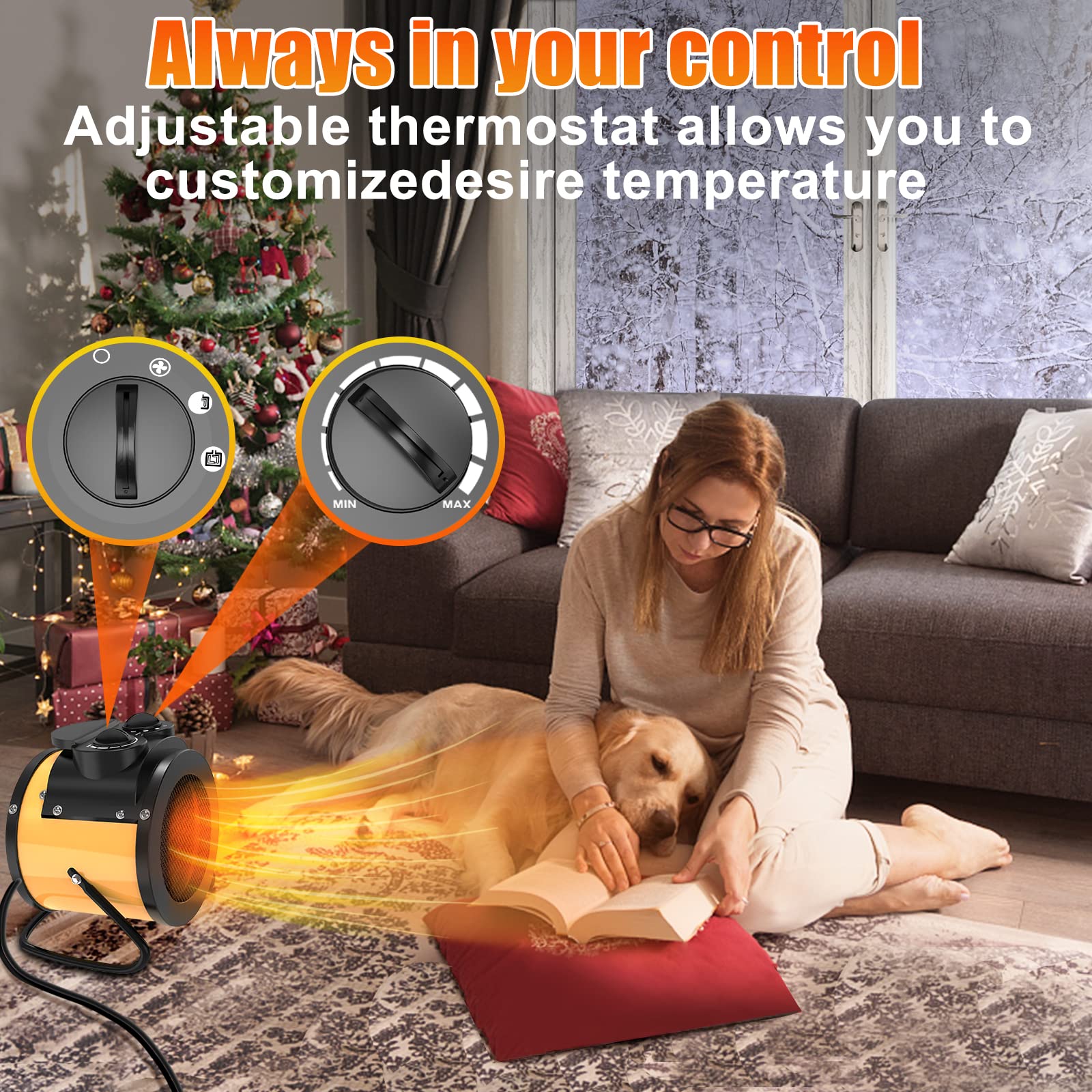 Space Heater for Indoor Use, 1500W Electric & Portable Ceramic Heaters with Thermostat, PTC Fast Heating Ceramic Room Small Heater with Heating and Fan Modes for Bedroom Office Desk Use(2022 Newest)